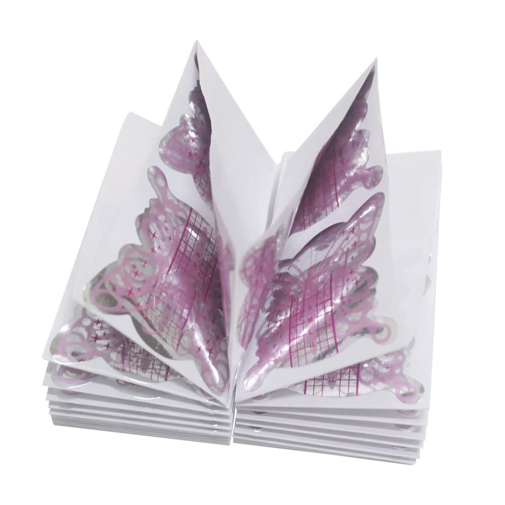 200Pcs Nail Form Extension Sticker Pruple Bufferfly Shape Nail Art Guide Form…