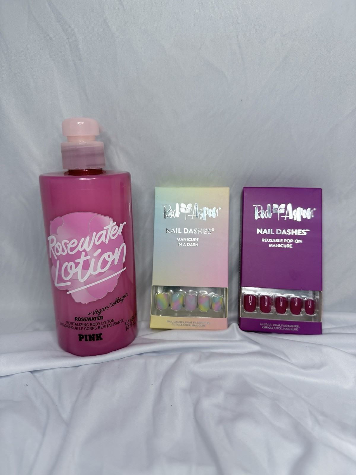Lot Of 2 Red Aspen Nail Dashes -Pink, Tie Dye Plus New Victoria Secret Rosewater
