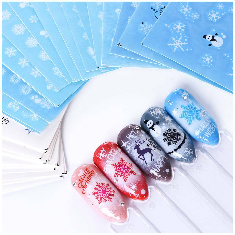 Christmas Snowflakes Nail Art Water Stickers Decals Santa Matte Winter Candy