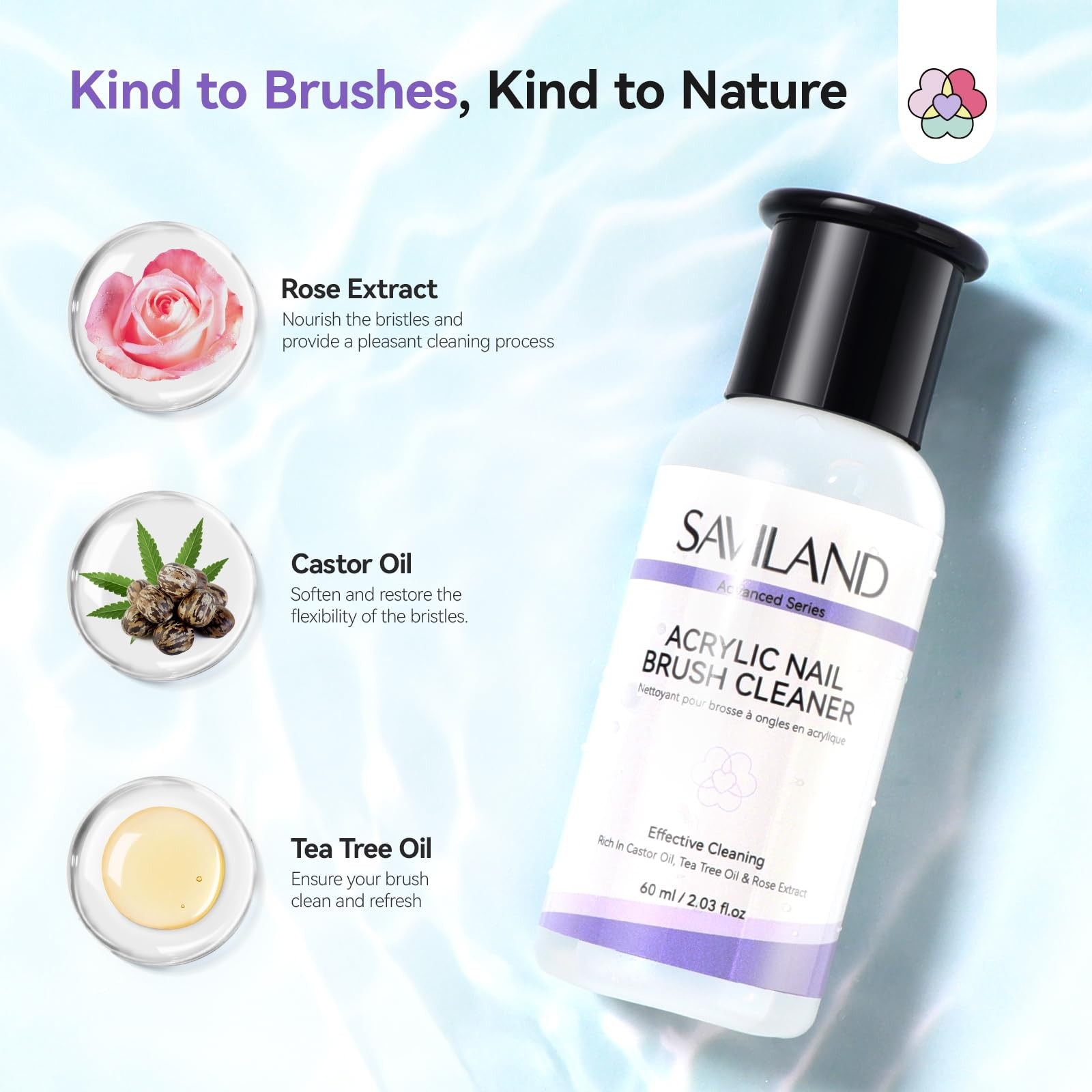 SAVILAND Acrylic Nail Brush Cleaner and Conditioner Restorer, 2 oz / 60 ml | …