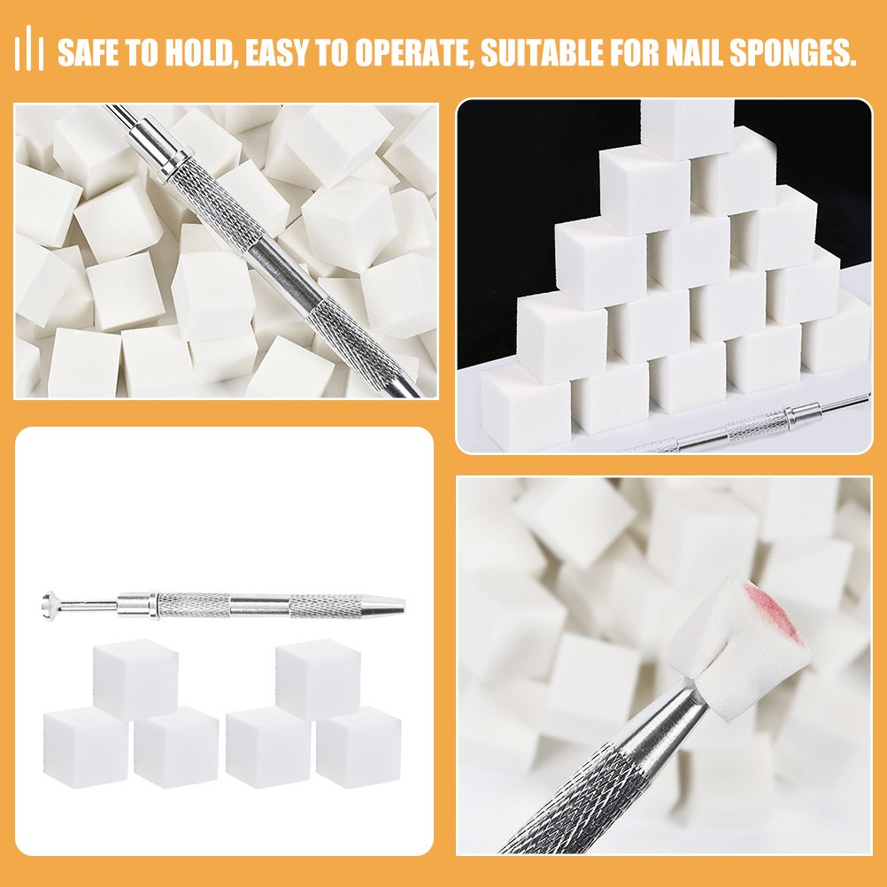 1 Set Durable Nail Sponges Kit for Color Fade Nail Art with Metal Pick-Up Tool