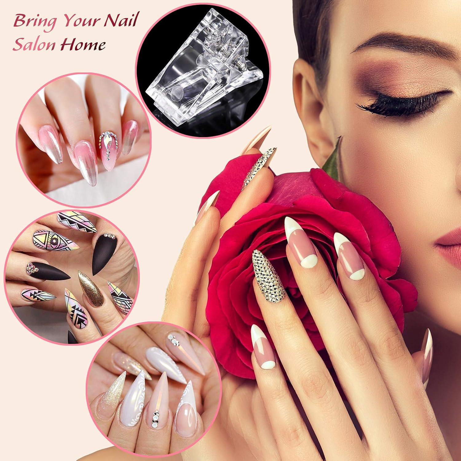 Dual Nail Forms Set 120Pcs Stiletto Gel Nail Molds 100PCS Nail Art Extension Gui