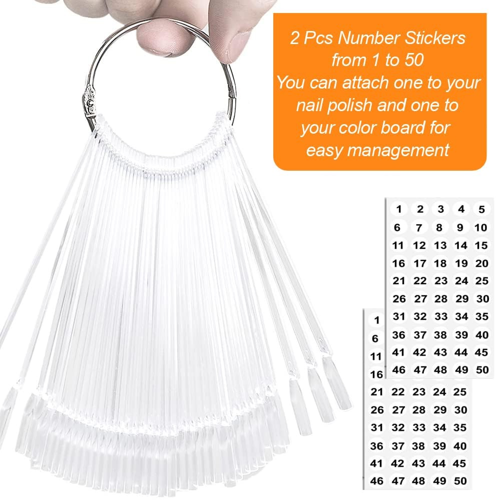 JASSINS 50 Pcs Nail Swatch 50 Count (Pack of 1), A. Transparent (50 PCS)