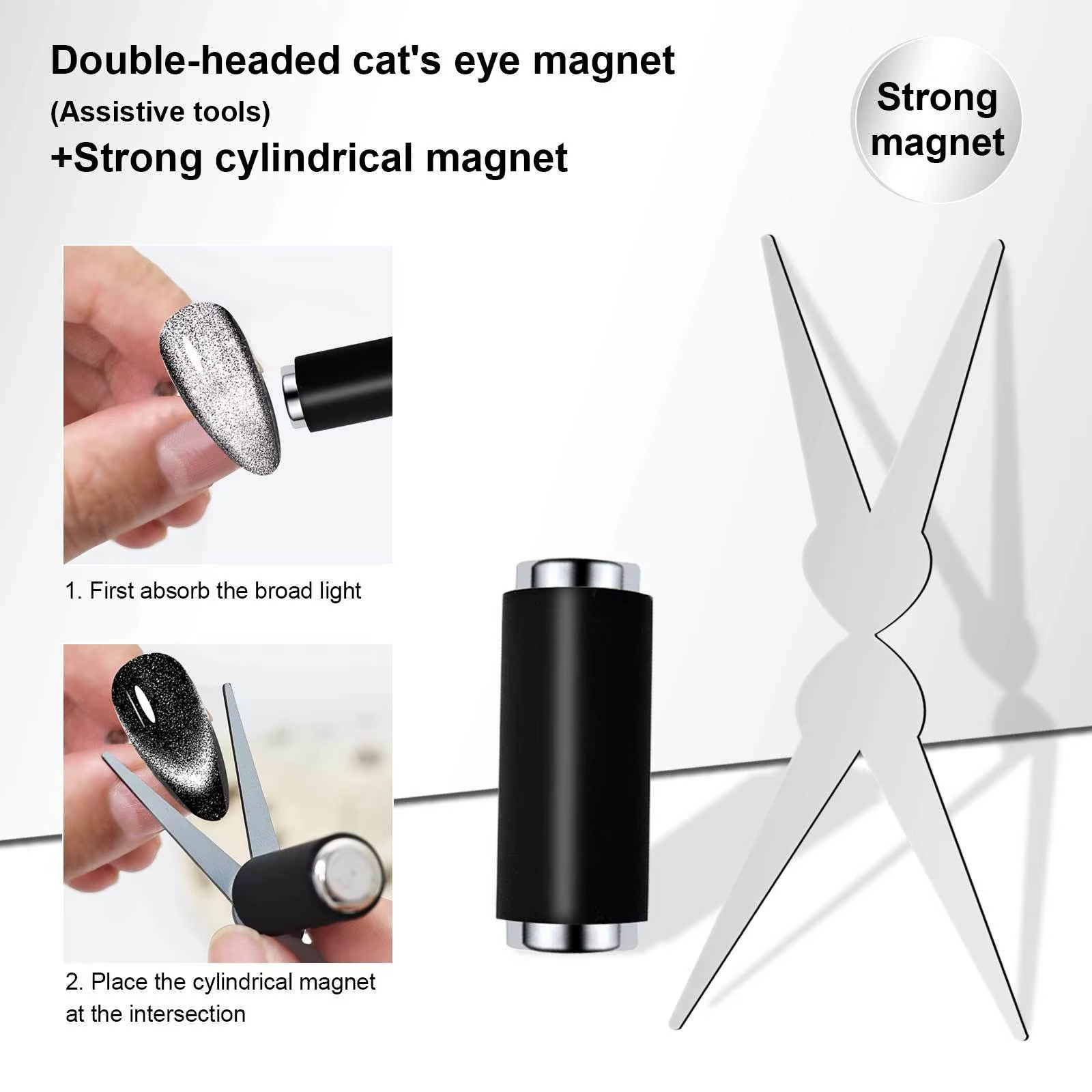 Double-head French Nail Art Magnet Set 3D Strong Cat Eye Magnet Nail Art Gel Pol
