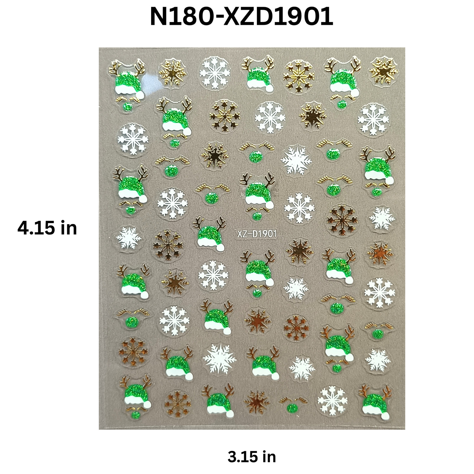 12pcs 3D Christmas Nail Decals – Santa, Snowman & Holiday Candy Design