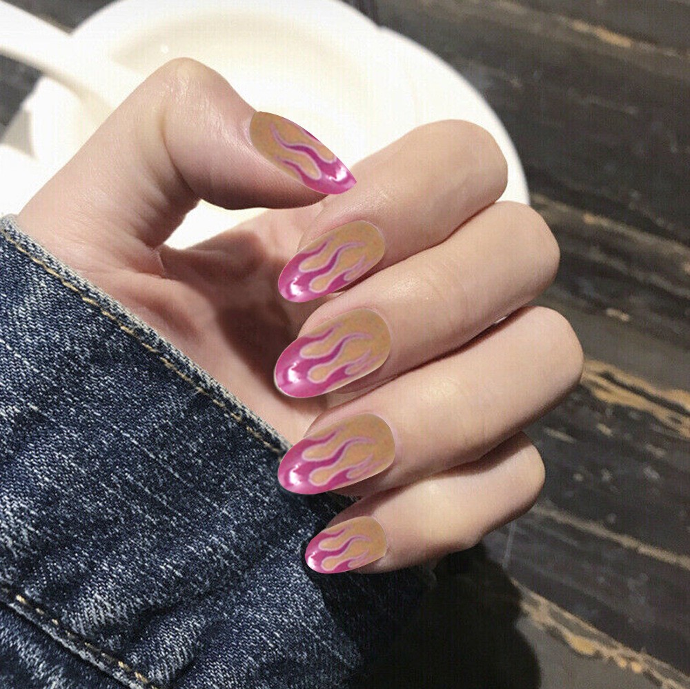 24pcs Manicure Flame Pattern Nail Decoration Patches DIY Plastic Nail Art Decor