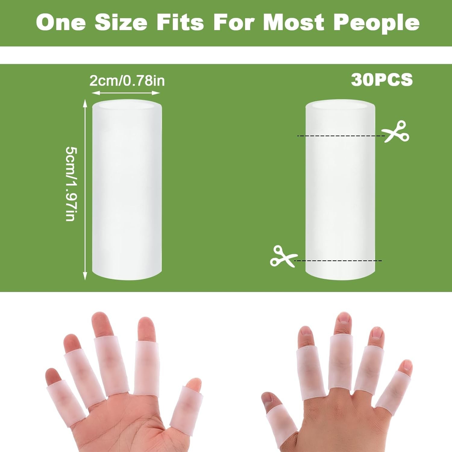 30Pcs Gel Finger Sleeve Protectors, Silicone Finger Tubes for Trigger Finger Pai