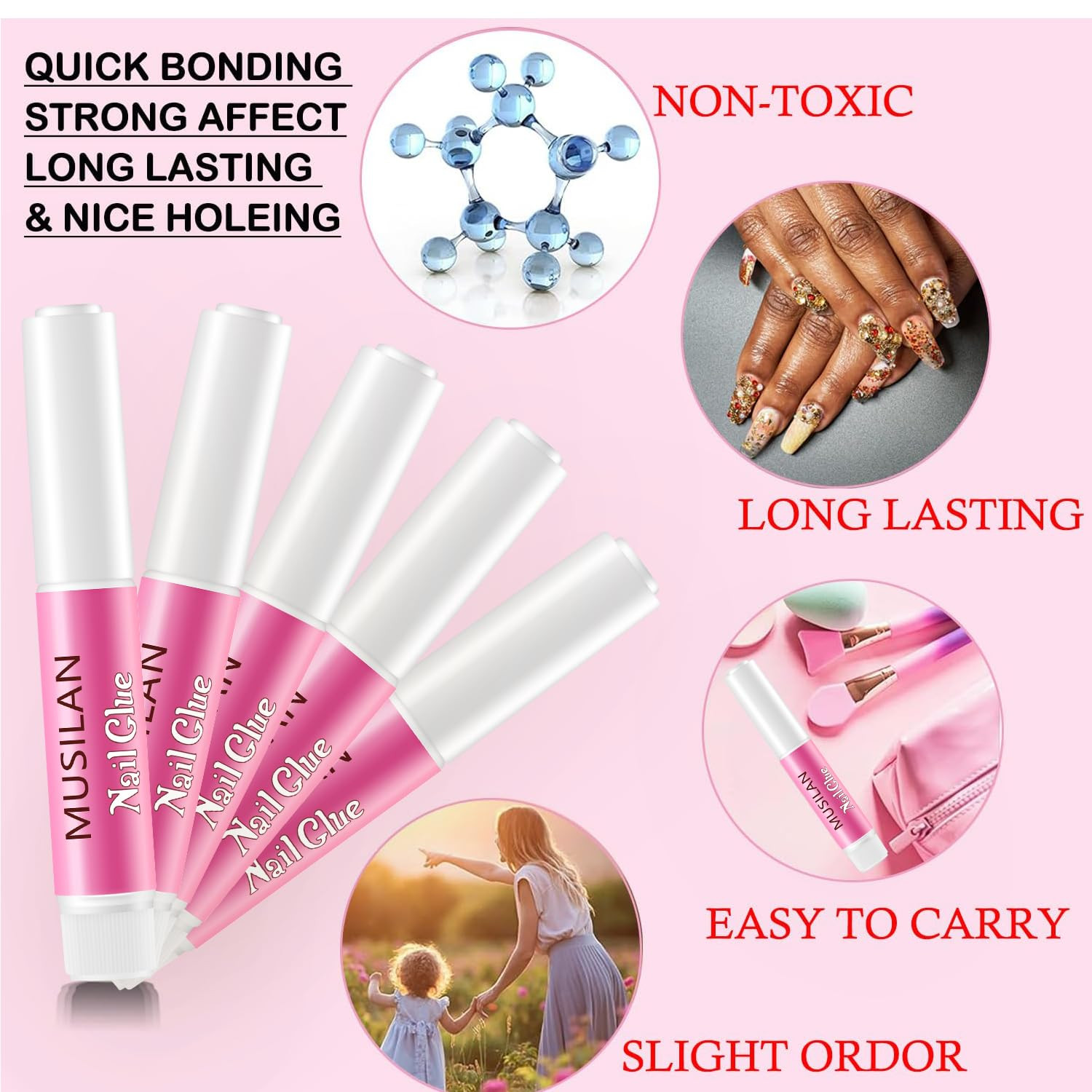 Nail Glue,Super Strong & Long-Lasting & Ultra Quick 40PCS Nail Glue for Acrylic