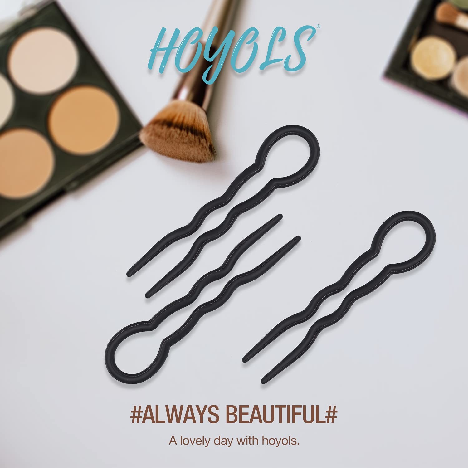 Hoyols 12 Pcs French Hair Pins for Women, 3.5 Inch Small U Shaped Black