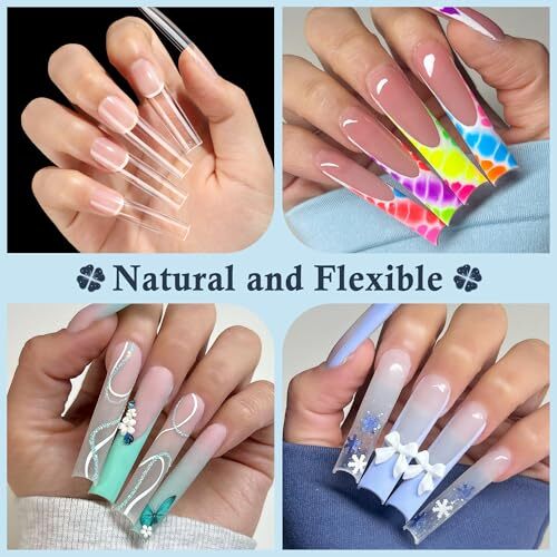 Extra Long Square Nail Tips, XXL 120Pcs 12 Sizes No C Clear Sqaure – Full cover