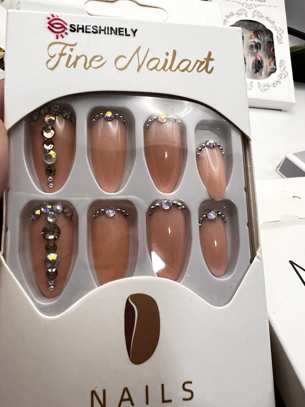 Lot Of 9 Boxes Of Press On Nails By Sheshinely New Sealed Almond Pinks Nudes