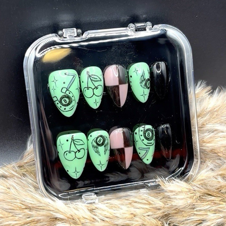 Neon Outlaw | Handmade Western Press-On Nails | Short Almond | Custom Sizing