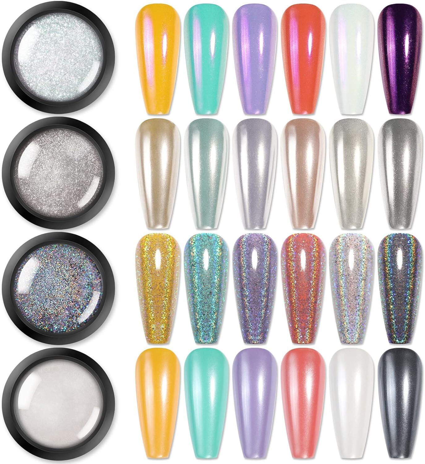 Polvo De Cromo, Polvo De Pigmento Holografico De Perla De Espejo Metalico Manic