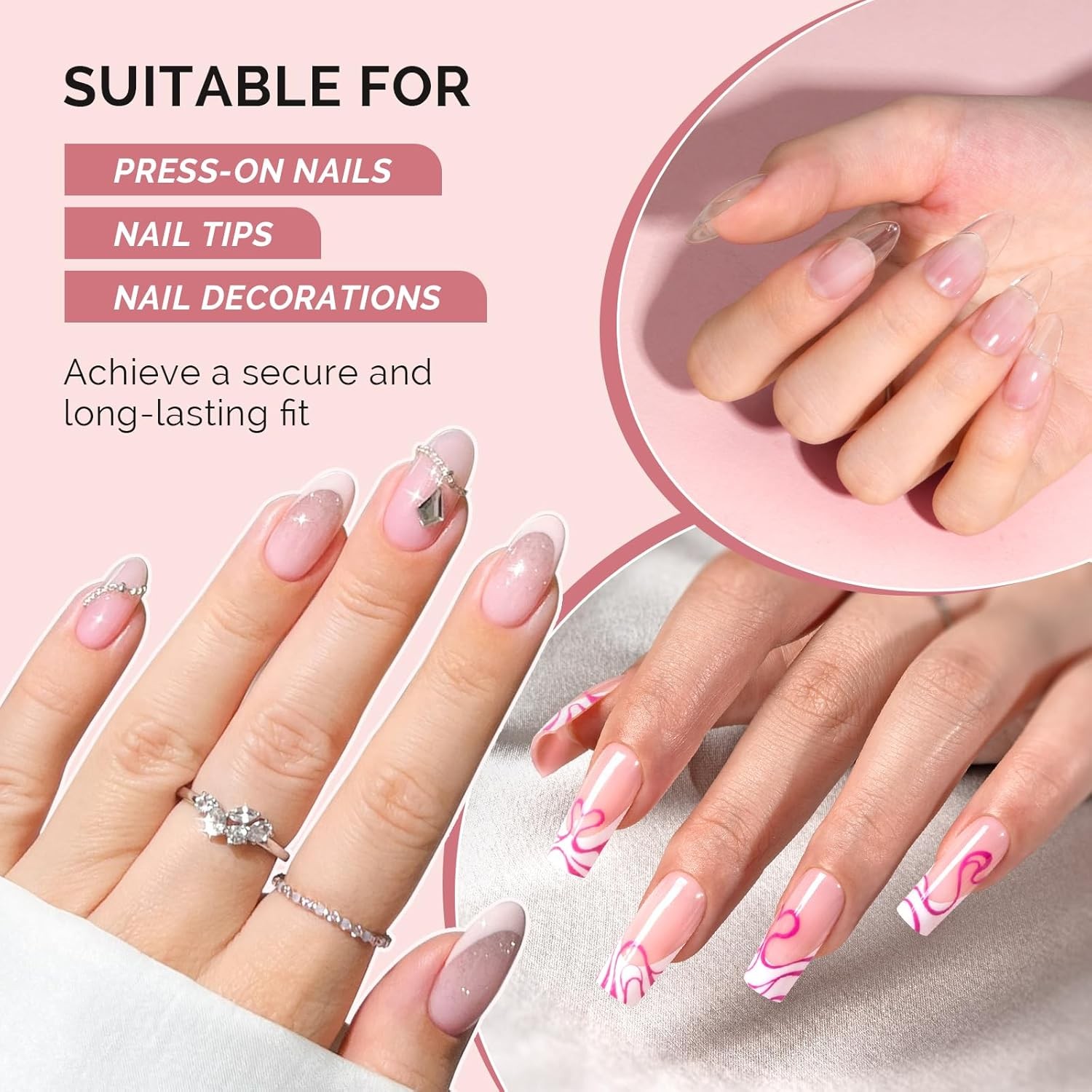 6Pcs Nail Glue for Press on Nails Super Strong Quick Dry, 2ml | False Nails Acry
