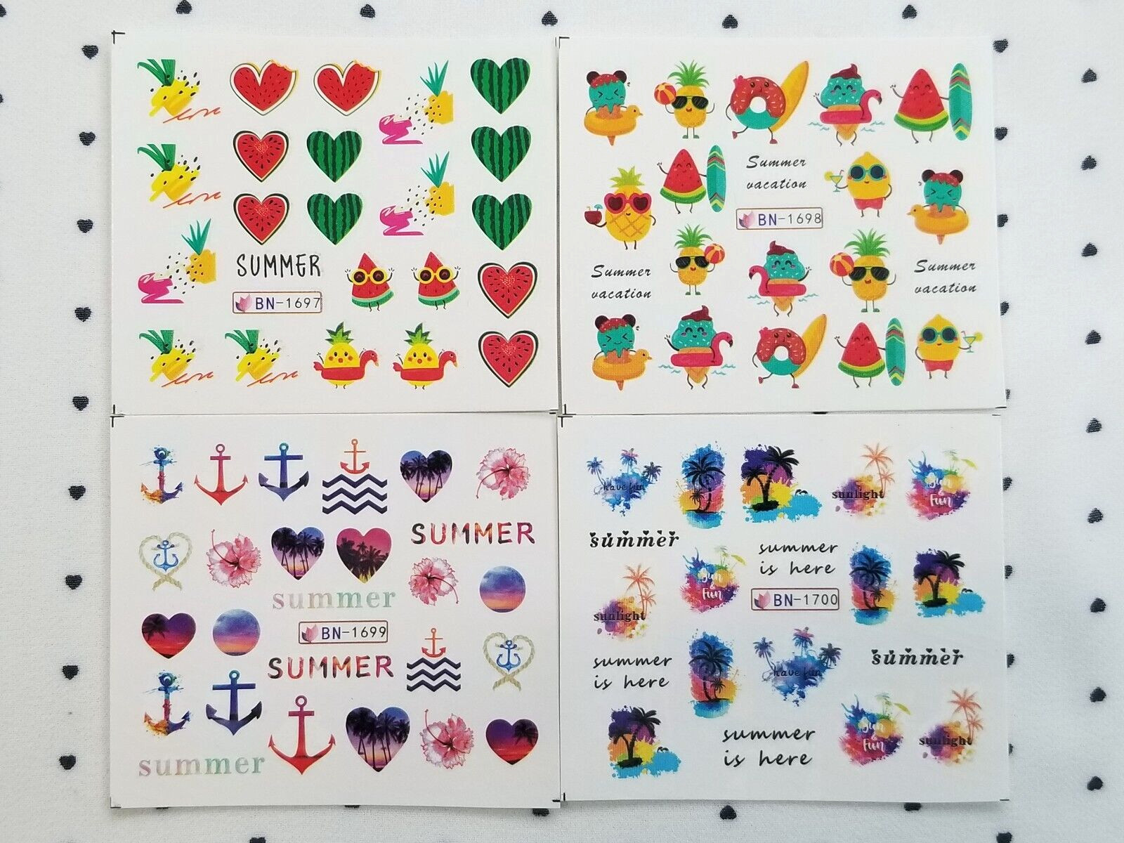 Summer Beach Plum Tree Nail Art Water Transfer Decals Sticker Small 12 Sheets
