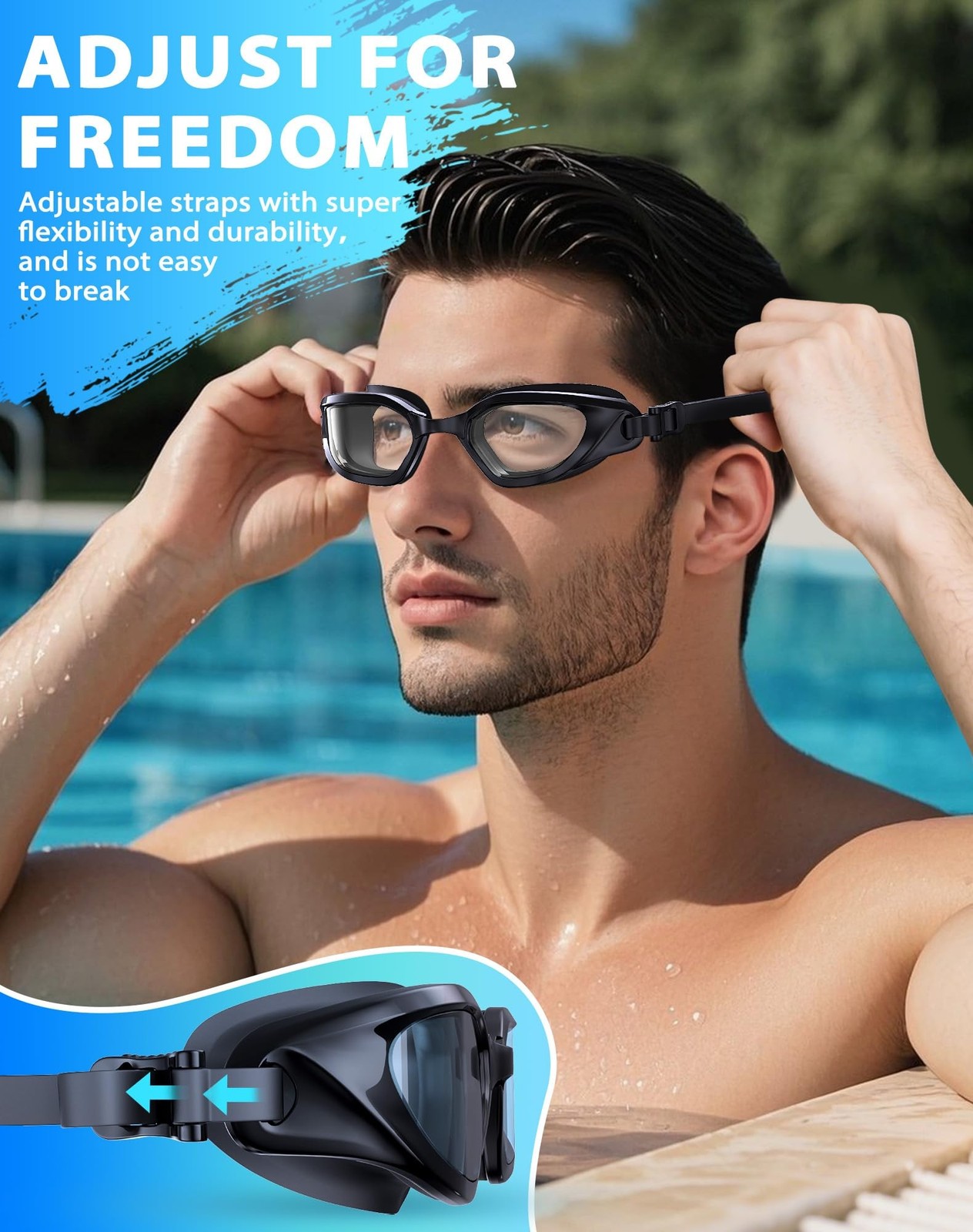 Swim Goggles, Unisex Adult Swimming Goggles Anti Fog Anti UV No Lea… Fast Ship