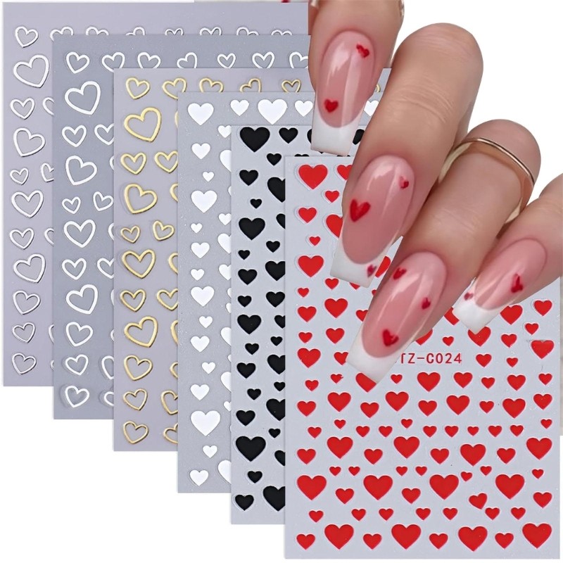 6 Sheet Valentine s Day Nail Art Decals Love Heart 3D Nail Art Stickers Gifts