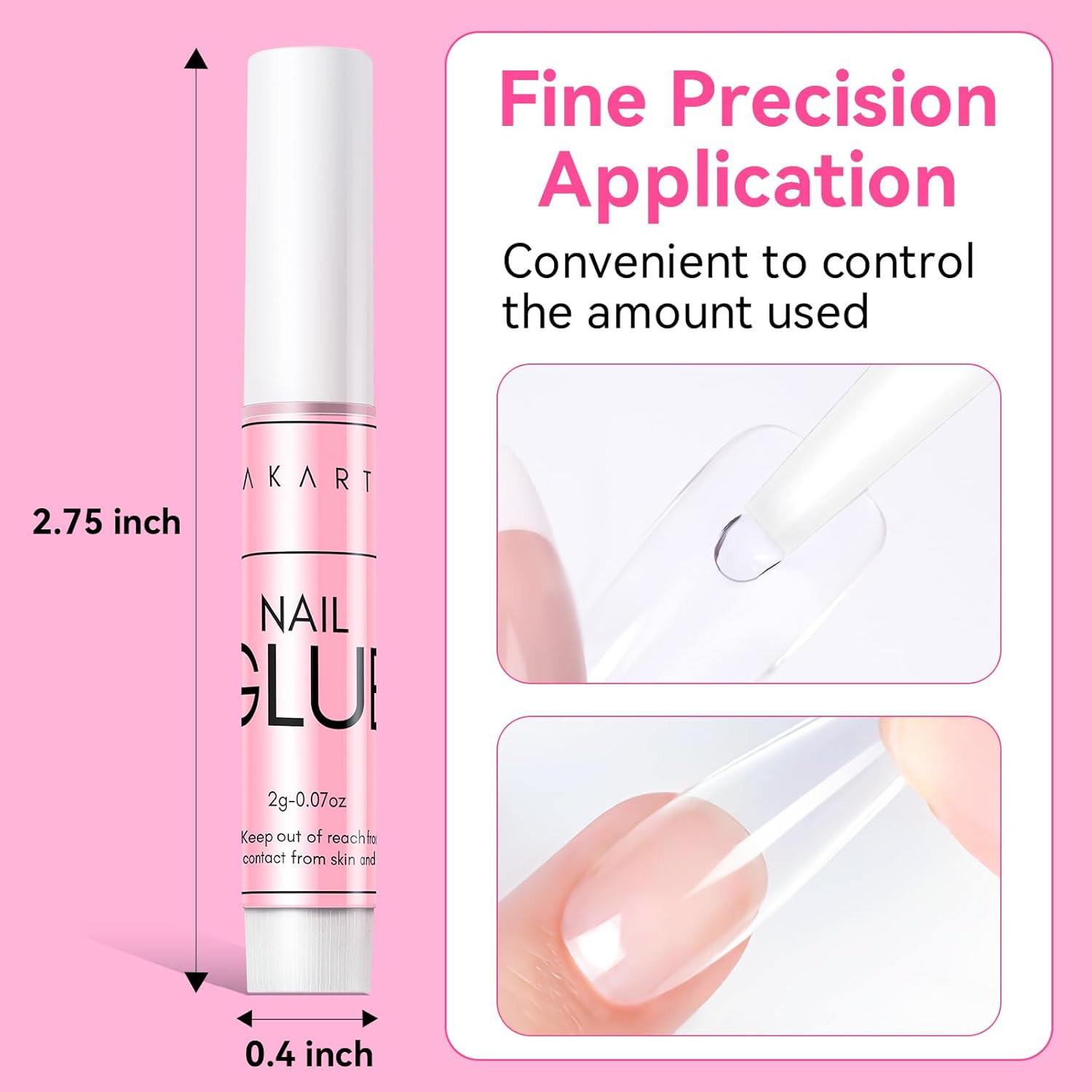 Nail Glue for Press on Nails, 5-10S Fast Air Dry No UV Lamp, Hema-Free Strong Bo