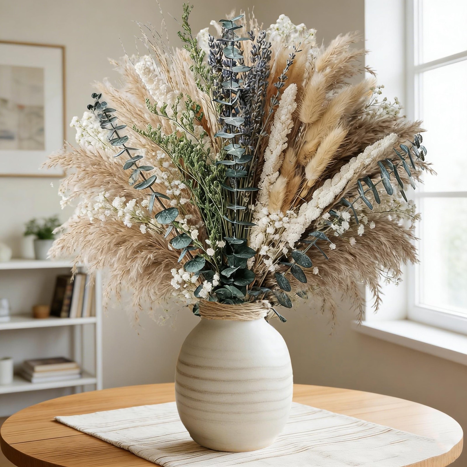 80 Pcs Green DIY Dried Floral Arrangement Kit – 17″ Natural Eucalyptus, Laven…