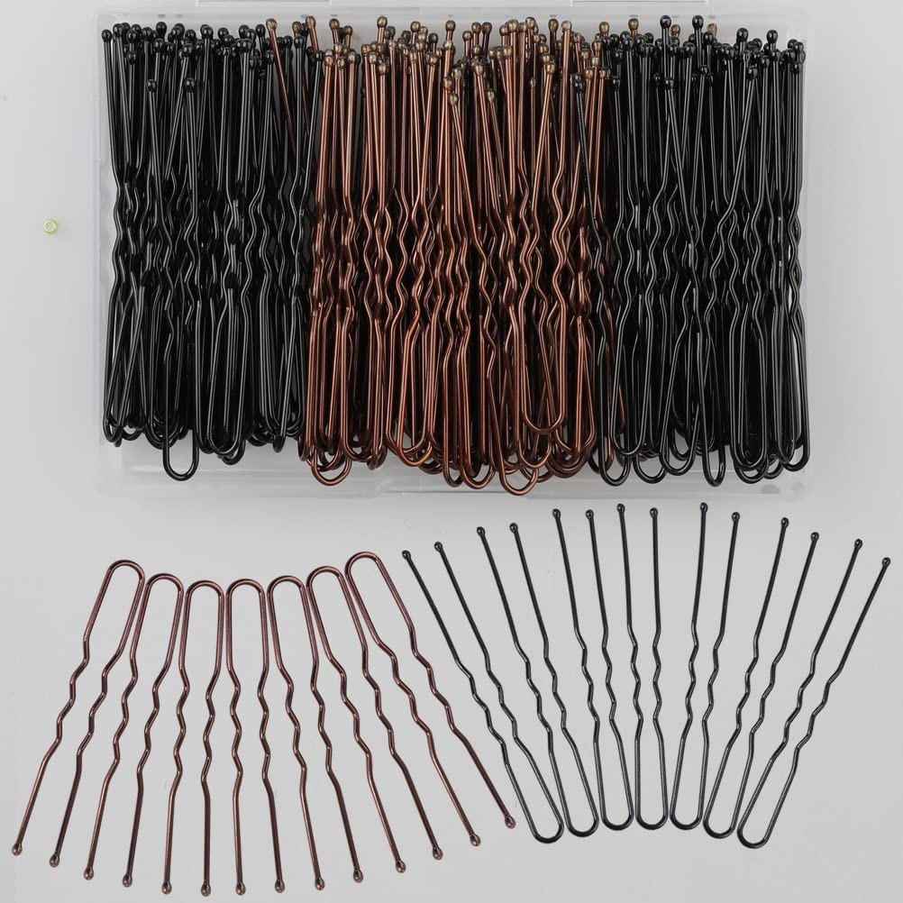 WSICSE U Shaped Hair Pins, 200Pcs 200 Count (Pack of 1), Black and Brown