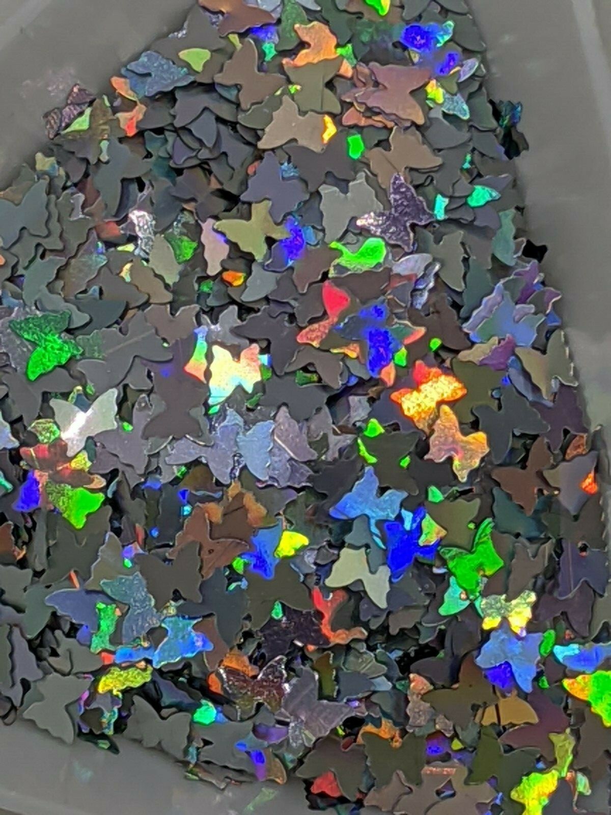 Holographic Silver Butterfly Shapes, Nail Art Embellishment/sequin. Uk Seller.
