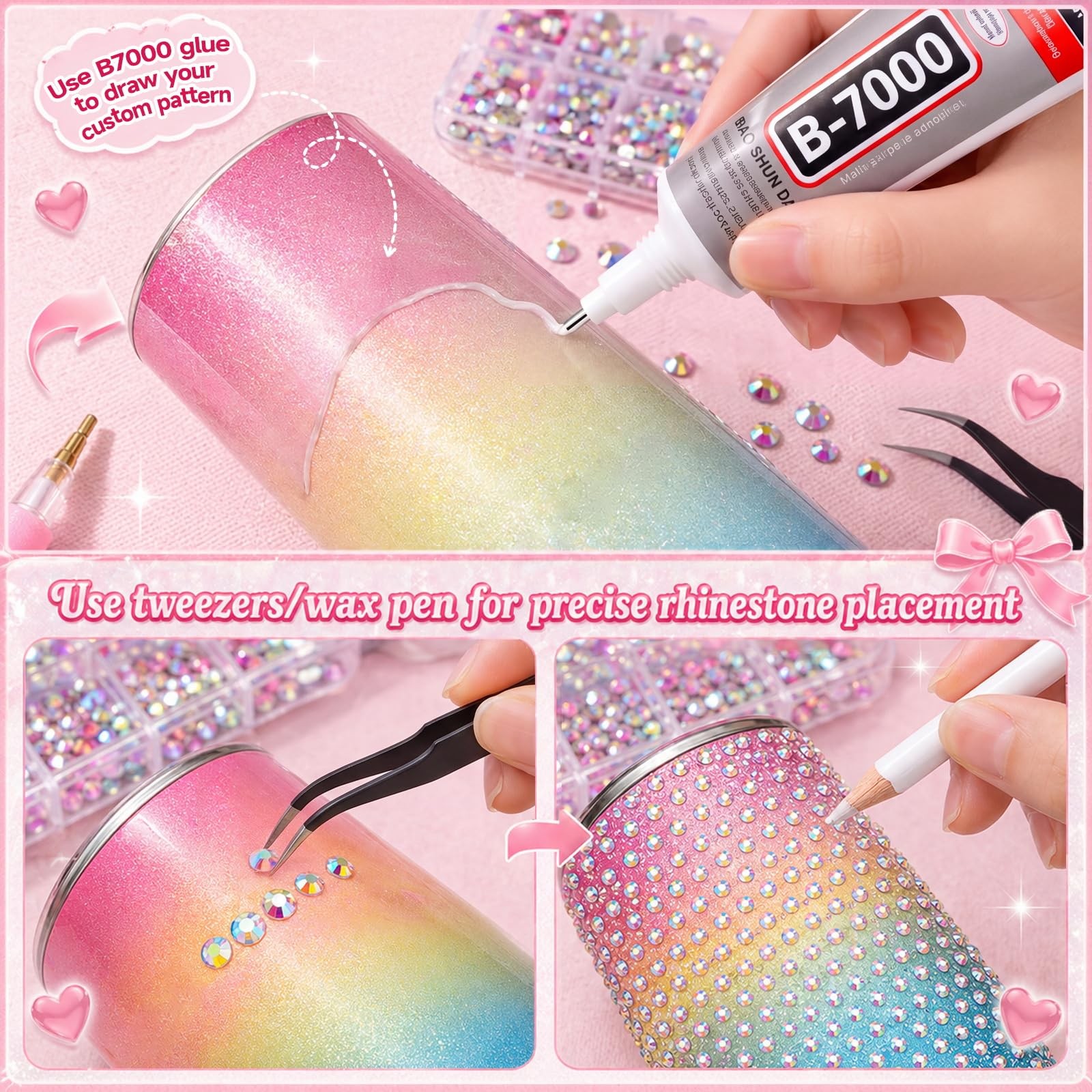 40000Pcs Bedazzling Kit, 40 Mix Colors Rhinestones Gems for Bedazzled Kits, A