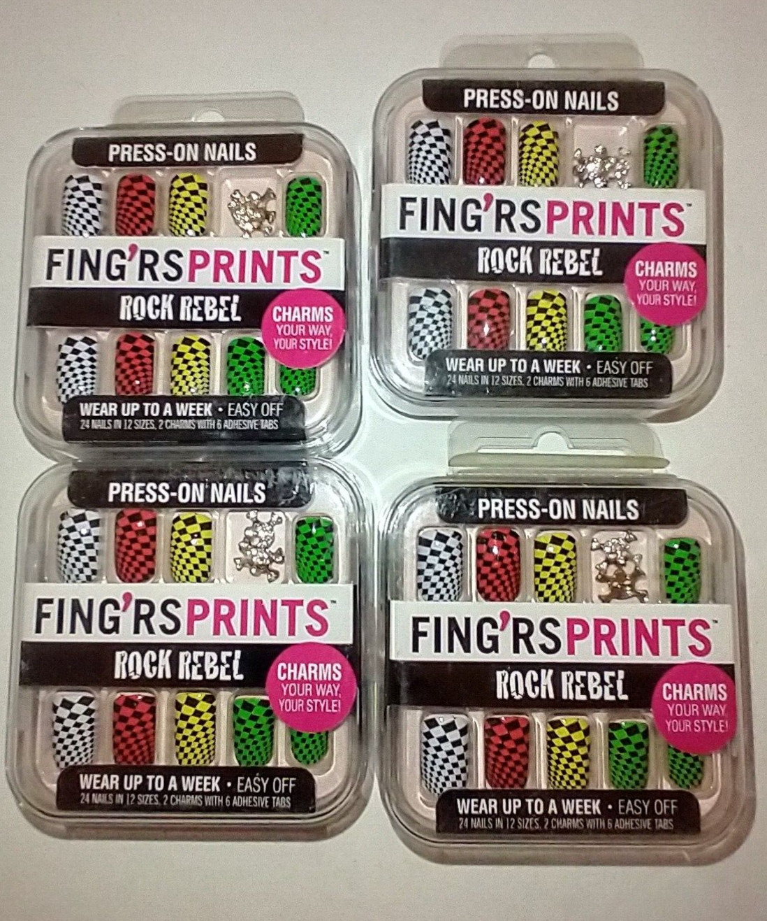 4 Fing’rs Prints Rock Rebel Press on Nails 31045 Check Mate COLORS
