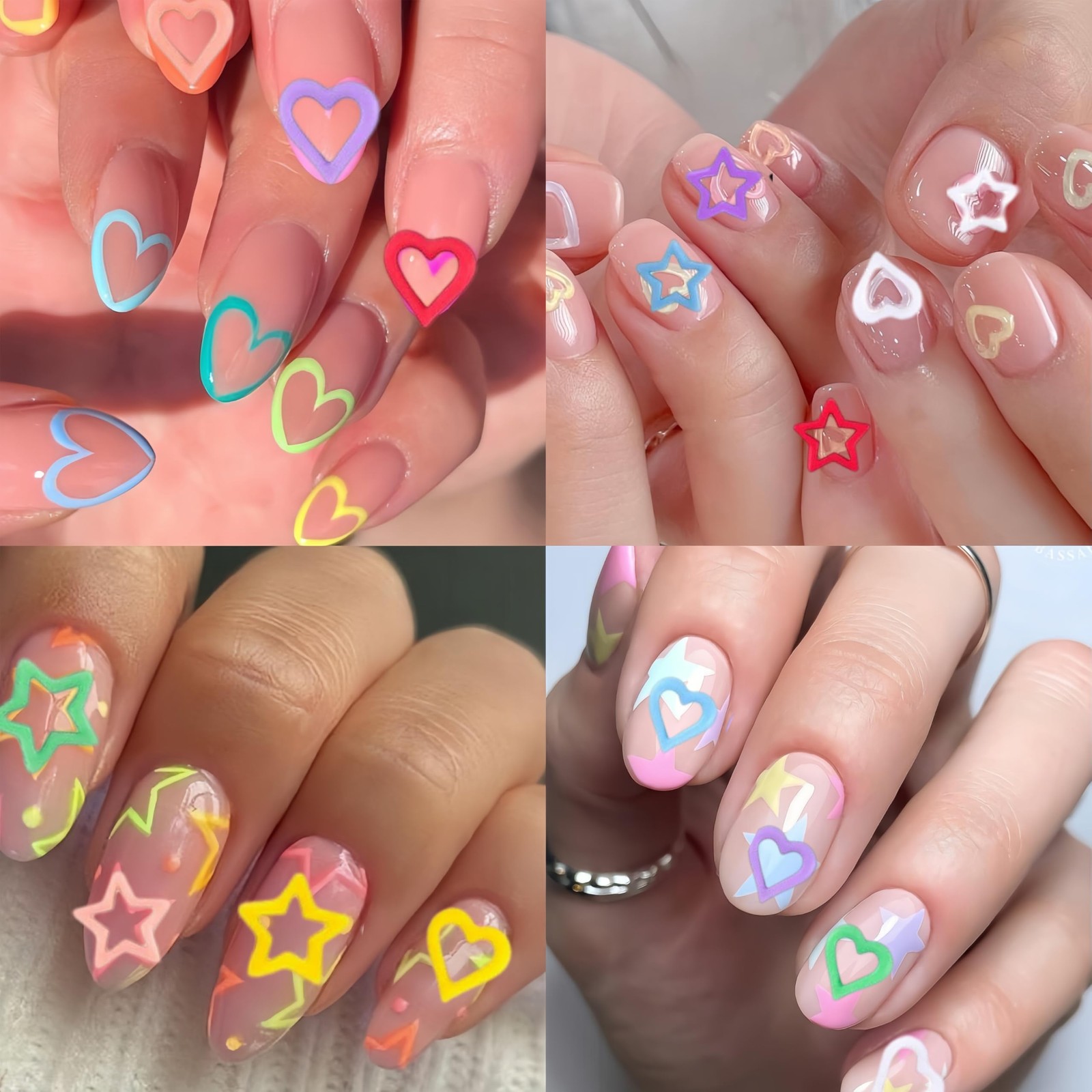 SHUXILIN 320pcs Kawaii Heart Star Nail Charms Purple