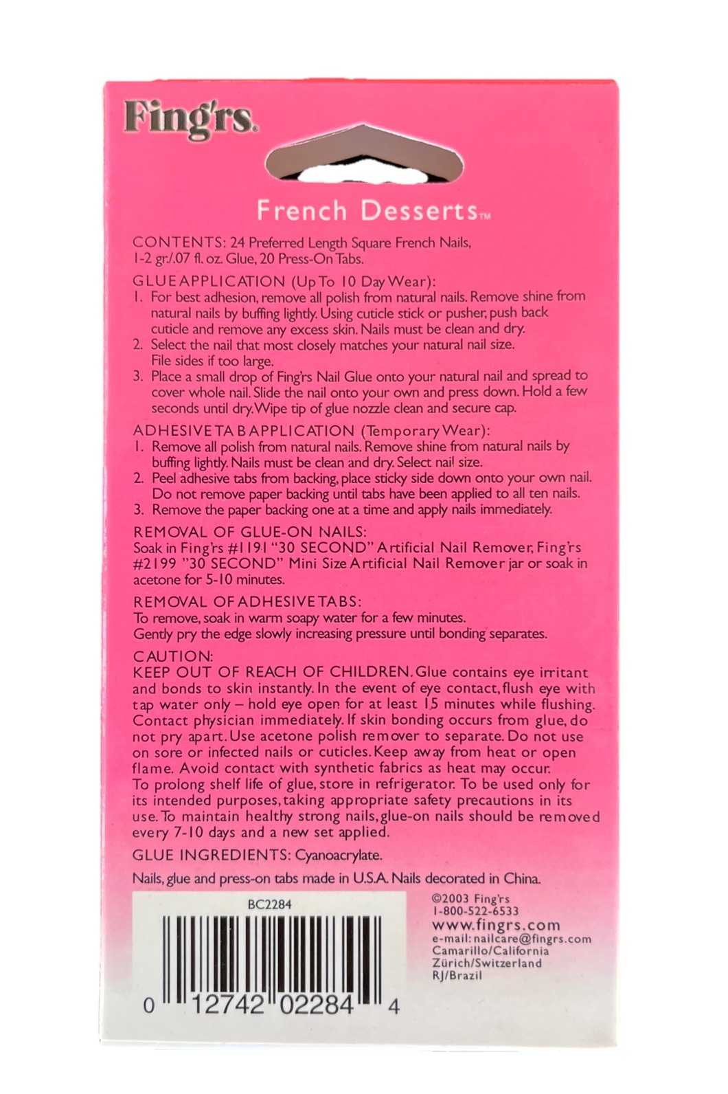 Fing’rs California Girl French Dessert Lot Of 10 Nails 24 pcs Cinnamon Delight