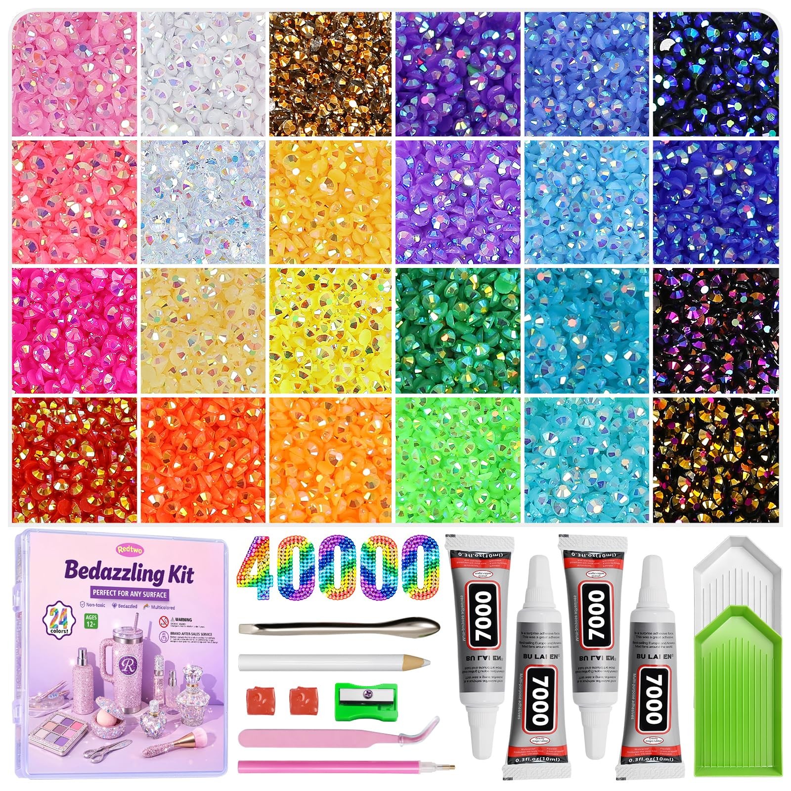 40000Pcs Resin Jelly Rhinestones for Bedazzling, 3mm Multicolor Flatback Rhin…