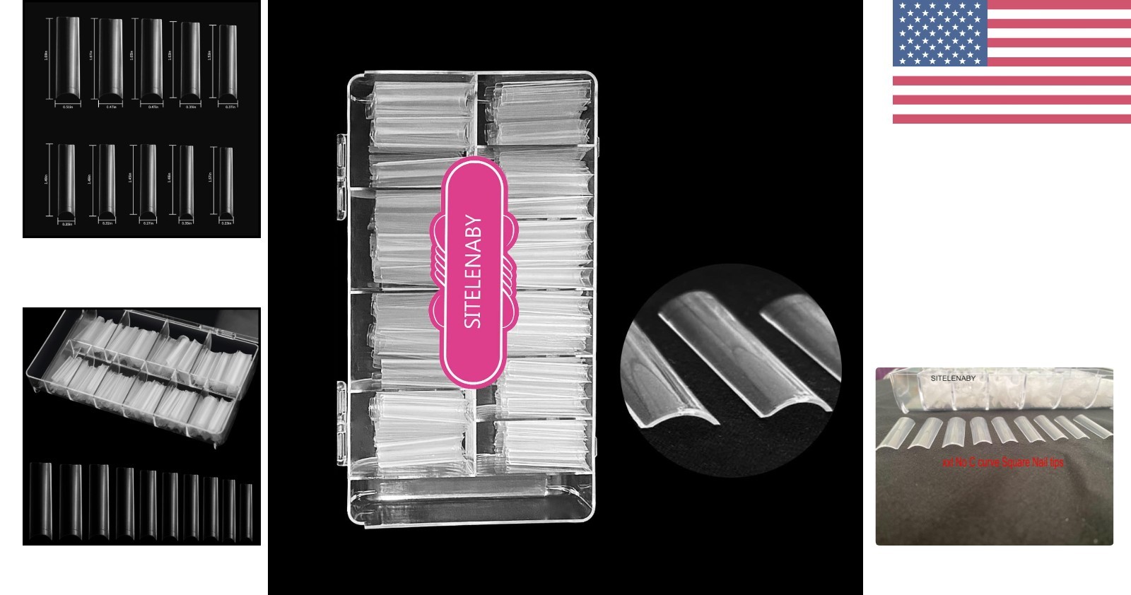 500 Pcs XXL No C Curve Clear Acrylic Square Nail Tips for Professionals