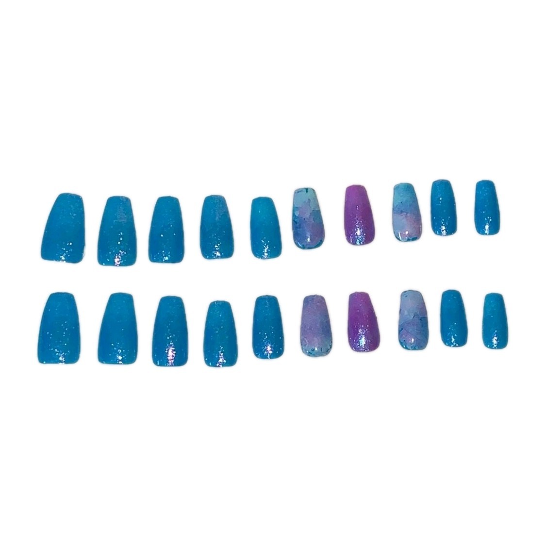 Handmade Custom Purple & Blue Press-On Nails