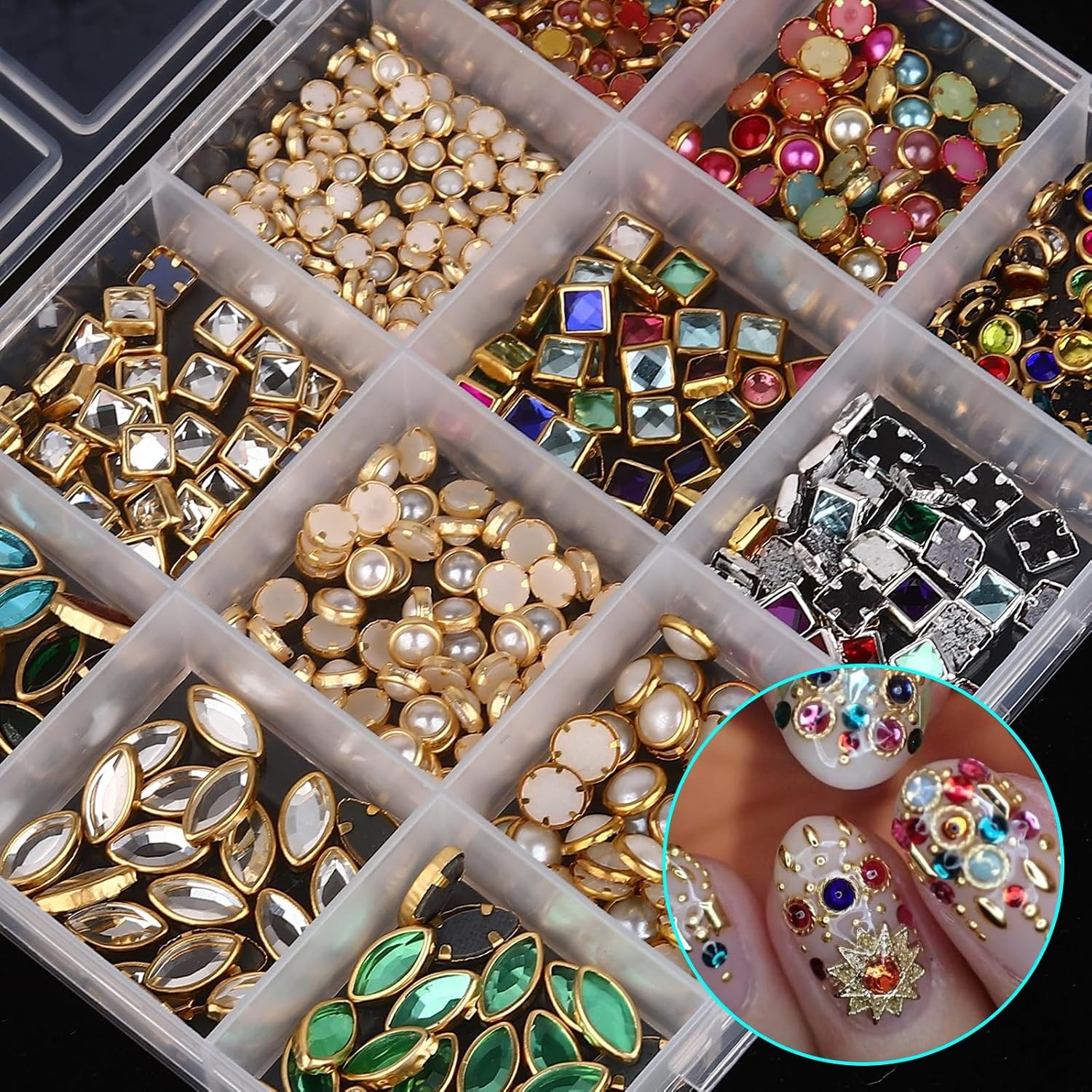 3D Nail Charms Luxury Rhinestones Mixed Shape Nail Art Studs Gems DIY Decor