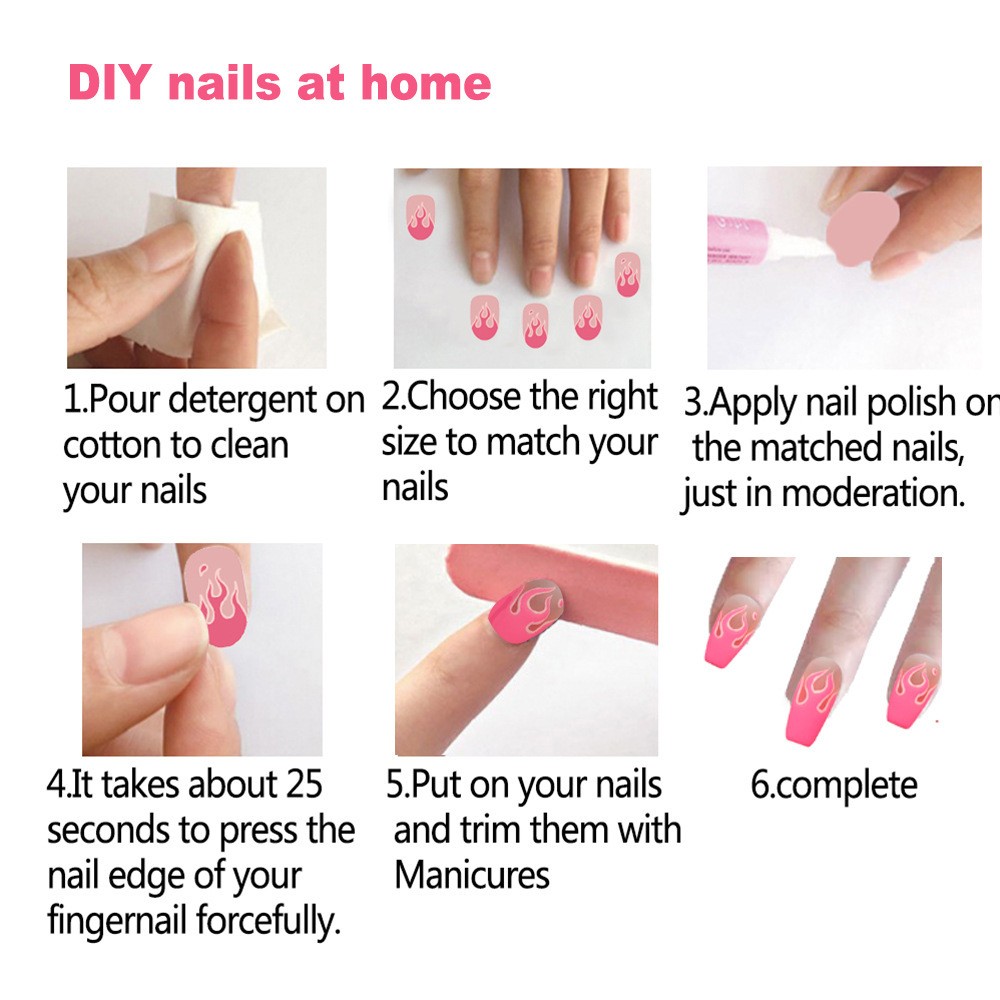 24pcs Manicure Flame Pattern Nail Decoration Patches DIY Plastic Nail Art Decor