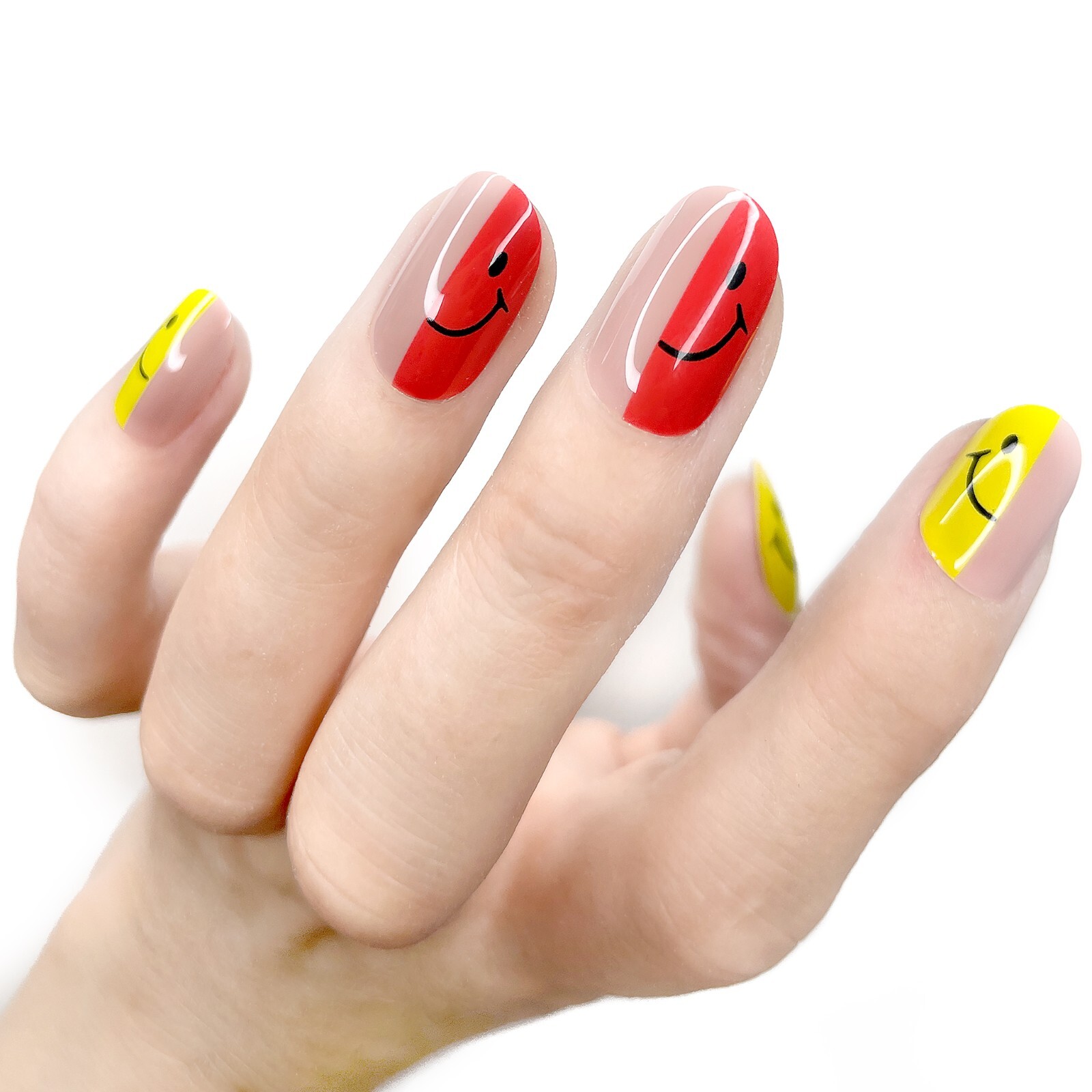 HALFWAY HAPPY CUSTOM DESIGNED PRESS ON NAILS YELLOW ORANGE By So Hot Right Nail