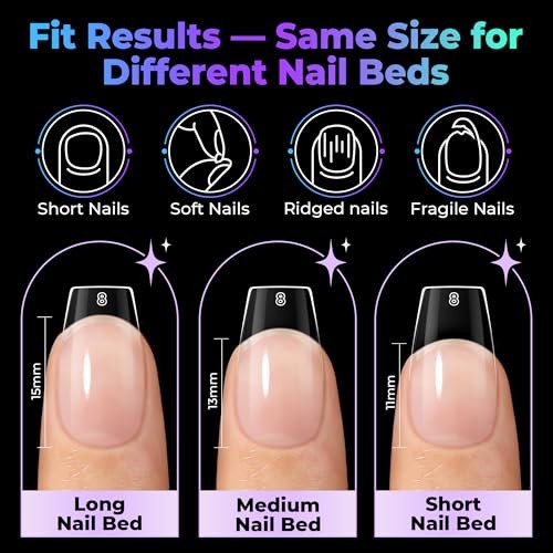 Nail Tips: 450PCS Fake Acrylic Gel Nail Tips 15 Sizes Soft Clear Short Coffin