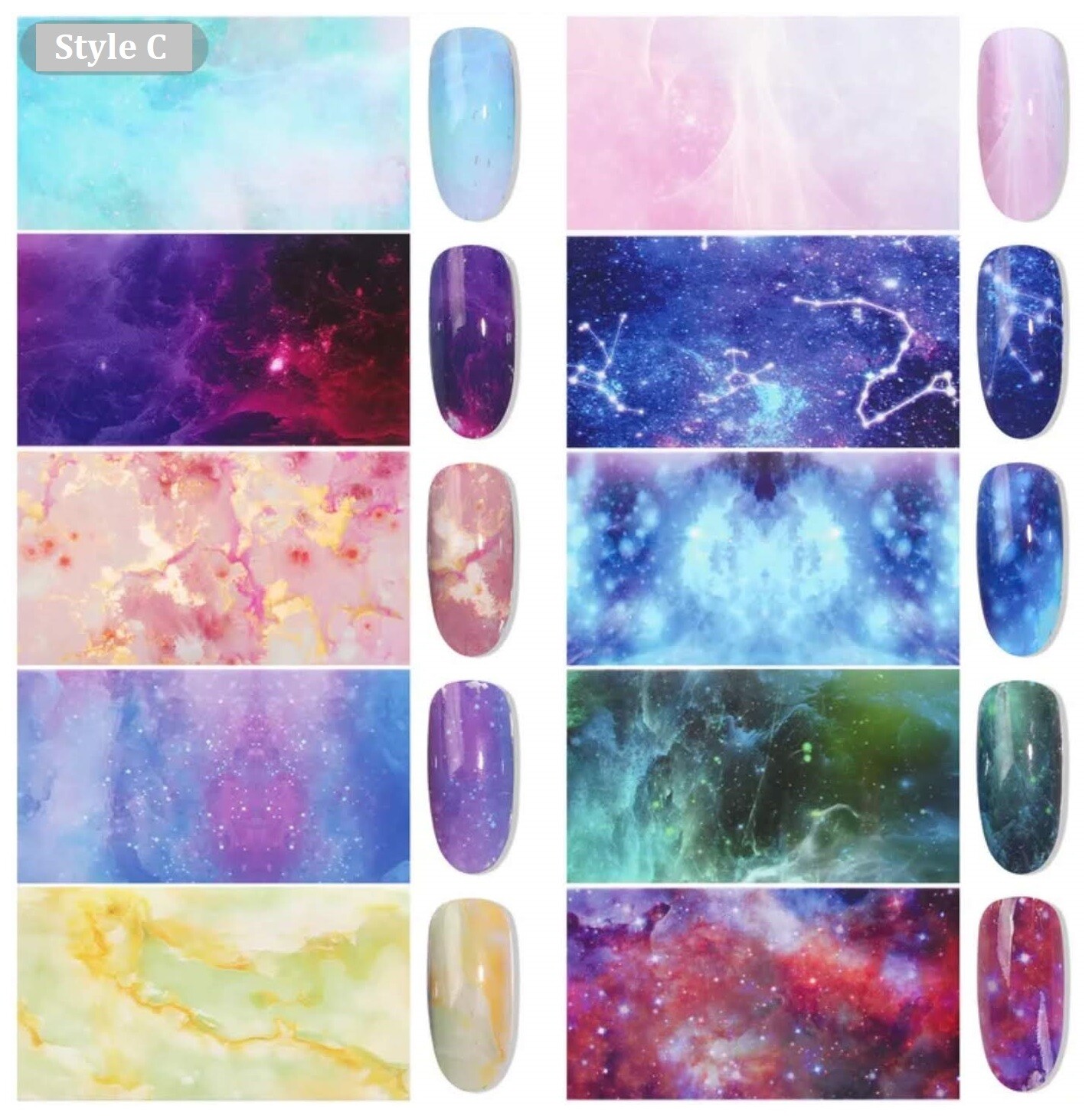 40 Styles 4x100cm Galaxy Meteor Star Transfer Foil Nail Art Sticker Manicure DIY