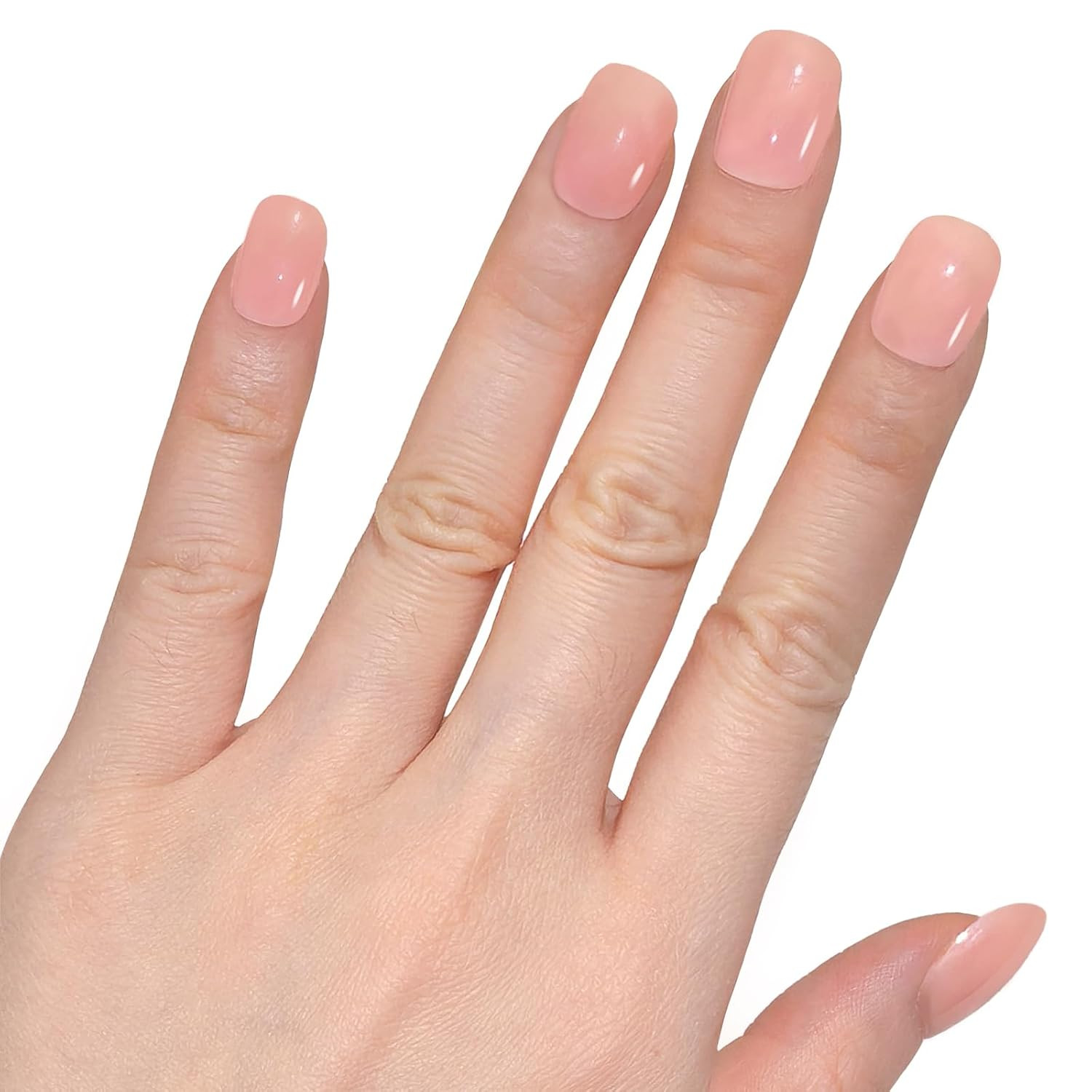 GLAMERMAID Extra Short Press on Nails, Nude Pink Fake Nails Short Squoval, Coral