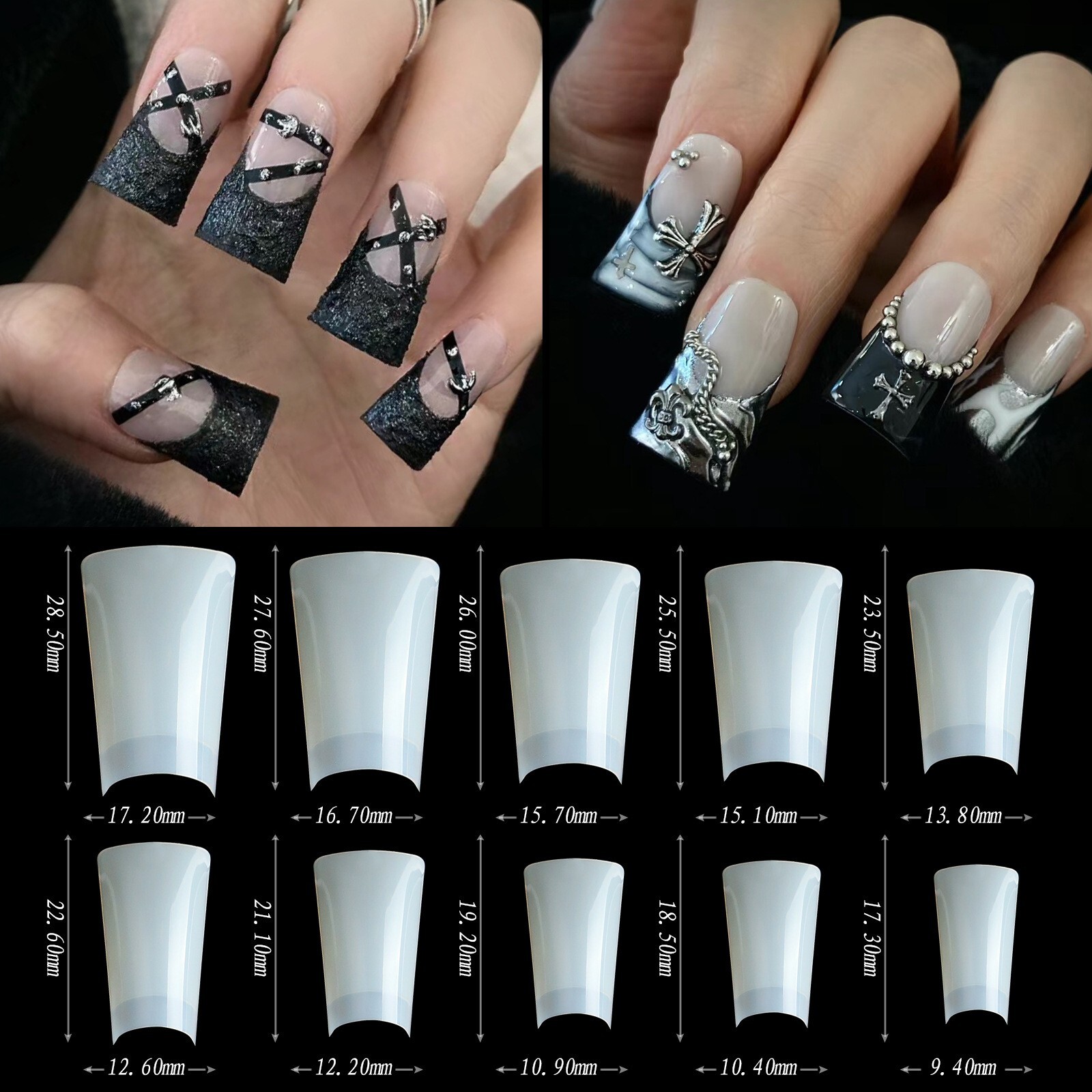 500~504pcs Half Full Cover Duck Shape Nail Tips Acrylic Nails Clear Natural