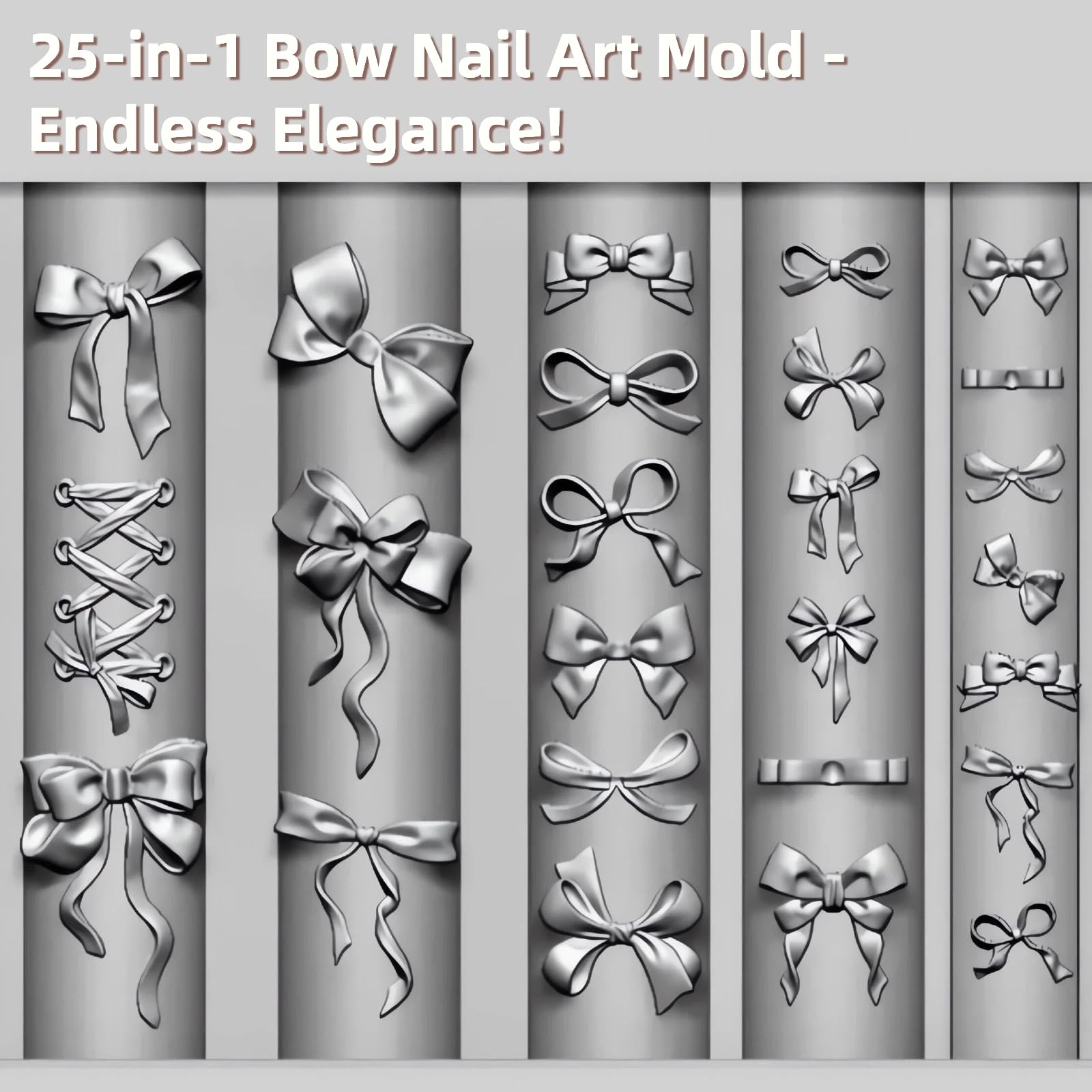 3D Bow Silicone Nail Molds, Cute Bow Nail Art Sculpture Mold for Resin Epoxy,…