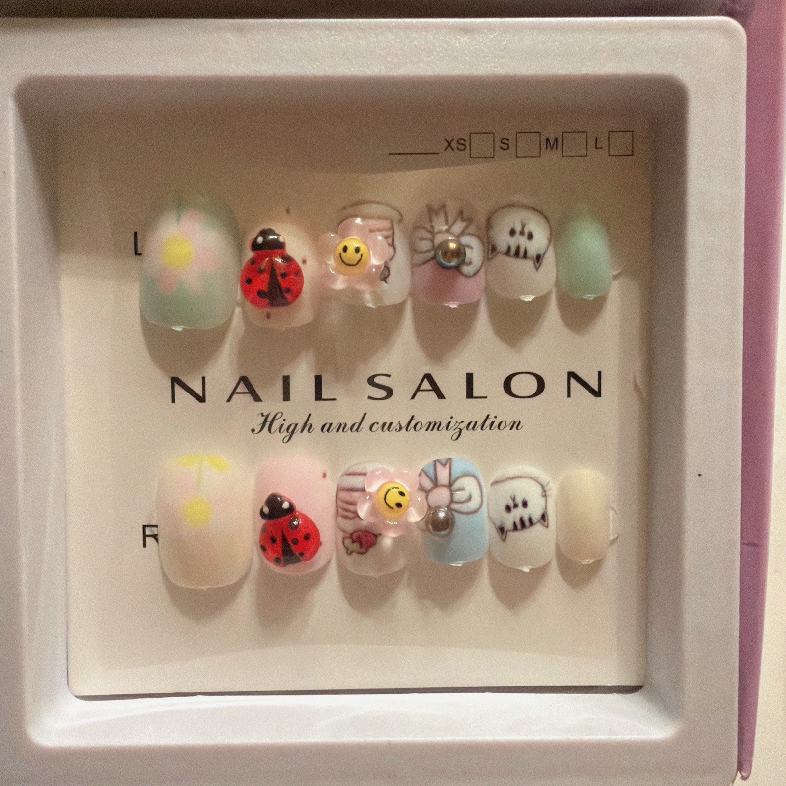 6 Boxes Kids Press On Nails 3D Cartoon False Nails Mixed Cute Designs Gift Set