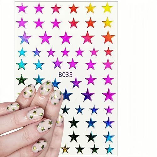 8Sheets Glitter Independence Day Stars Nail Art Stickers 3D Self Adhesive