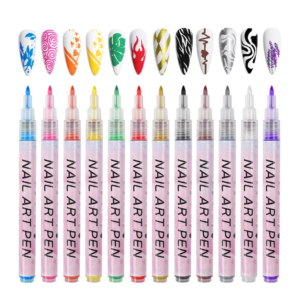 Colourful Waterproof Nail Art Graffiti Pen DIY 3D Nail Art Drawing-Pen 12Pcs/Set