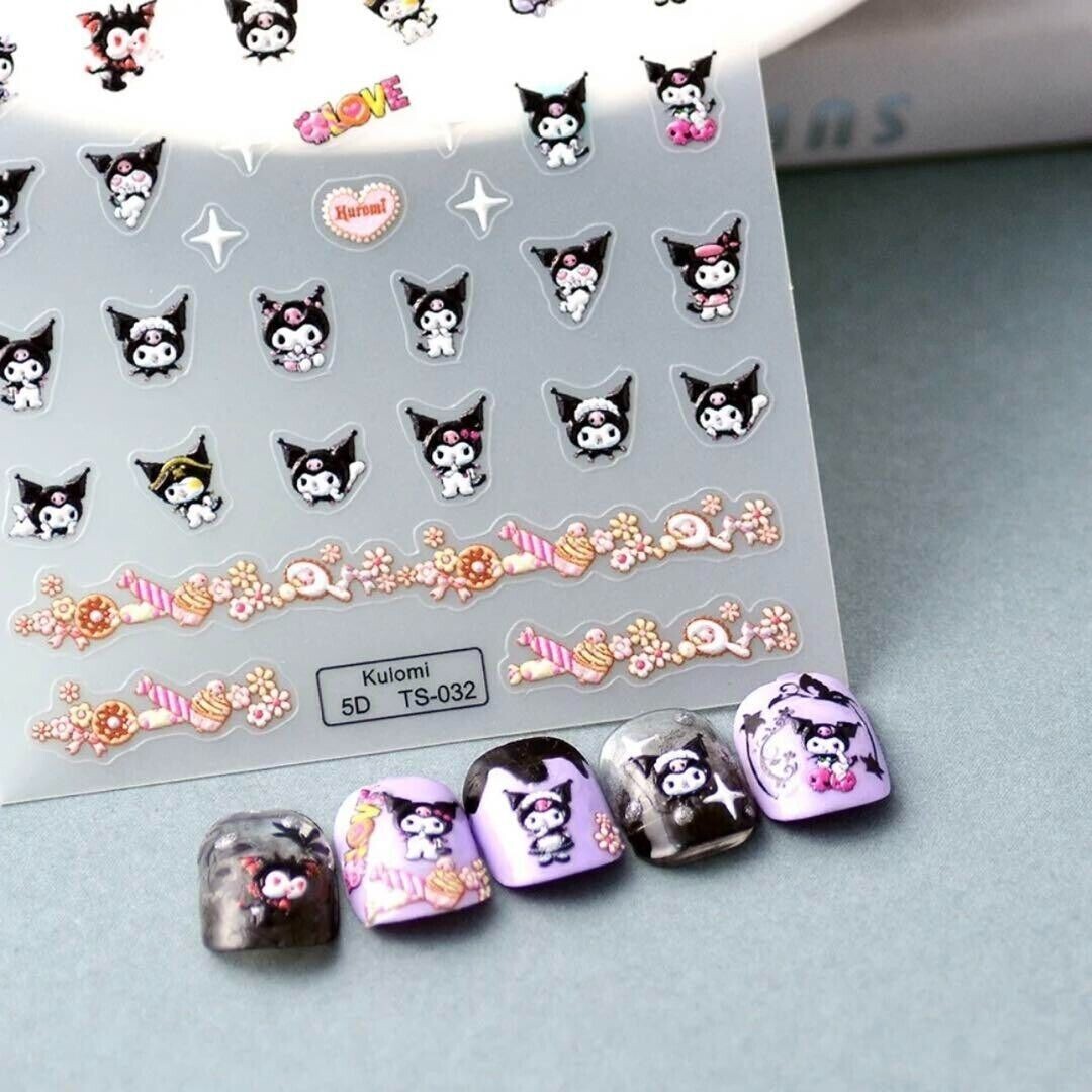 NAIL ART Character 5D Nail Seals KUROMI Nail Stickers Nail Decoration NS54