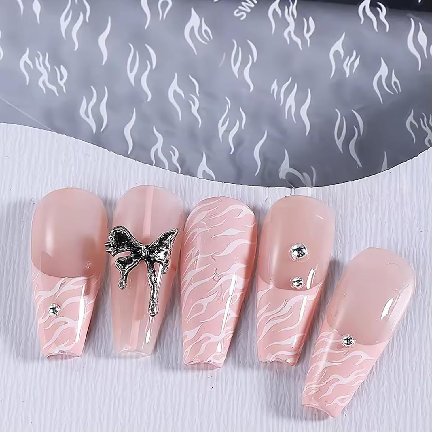 4 Sheets 3D Black White Zebra Print Nail Stickers, Self – Adhesive 3D Zebra Patt