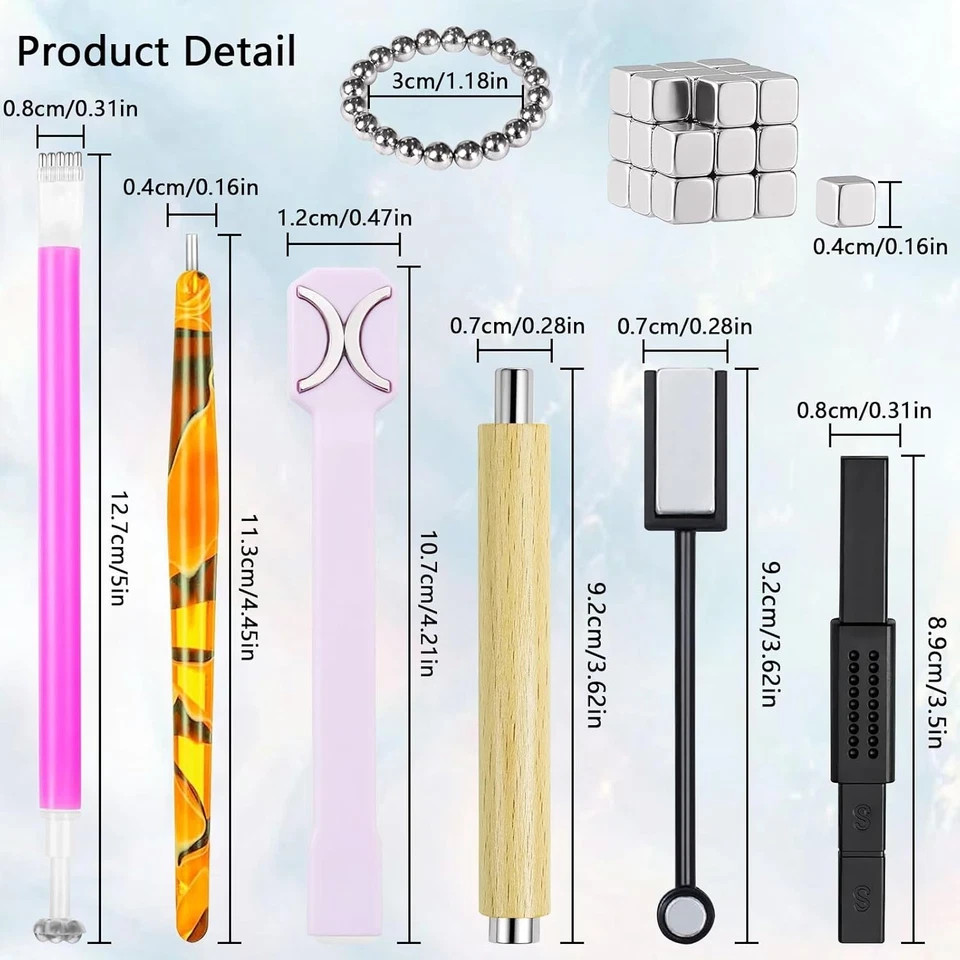 53Pcs Nail Magnet Tool Set Cat Eye Gel Nail Polish Magnet Wand Magnetic Nail Pol