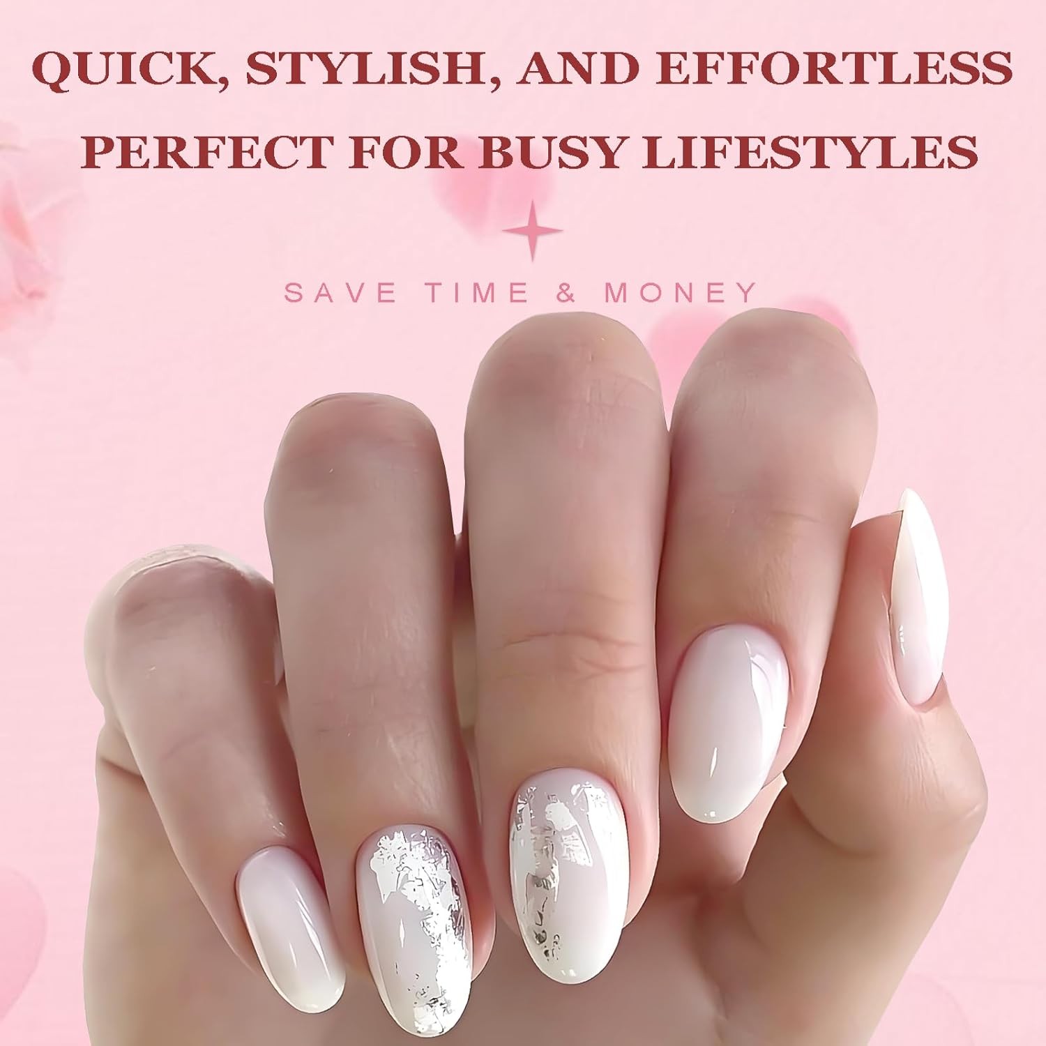 576Pcs Short Oval Press on Nails Kit, 24 Colors Glossy Fake Nails with Glue and