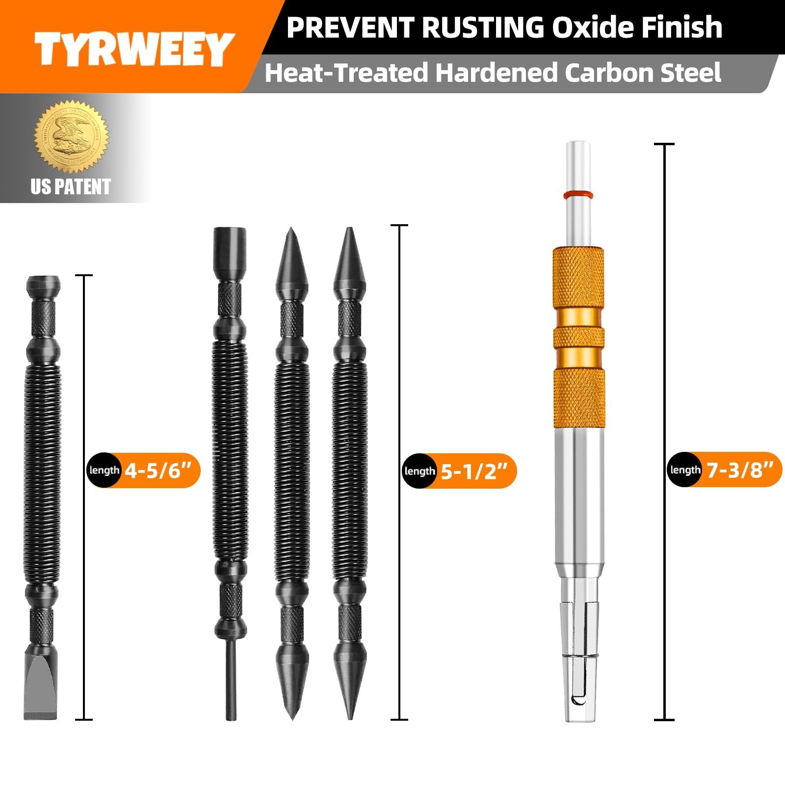 5-Piece Nail Setter Dual Head Nail Set & Dual Head Center Punch & Hinge Pin R…