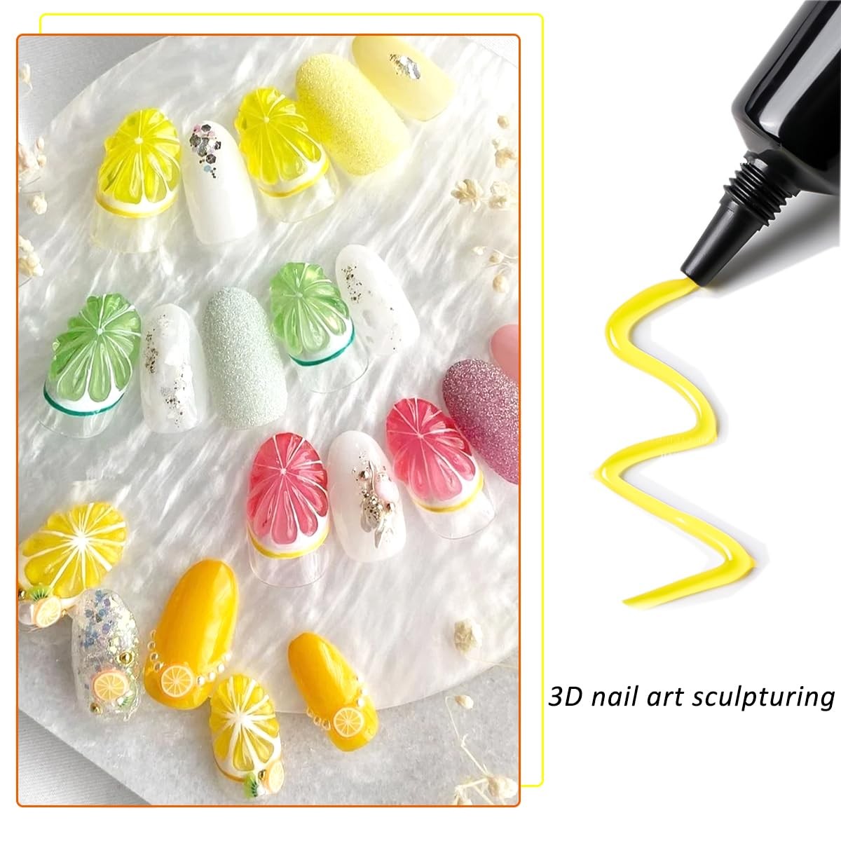 3D Sculpting for Nail Art, 12 Colors Soft Modeling Nail Gels, Embossing Liner…