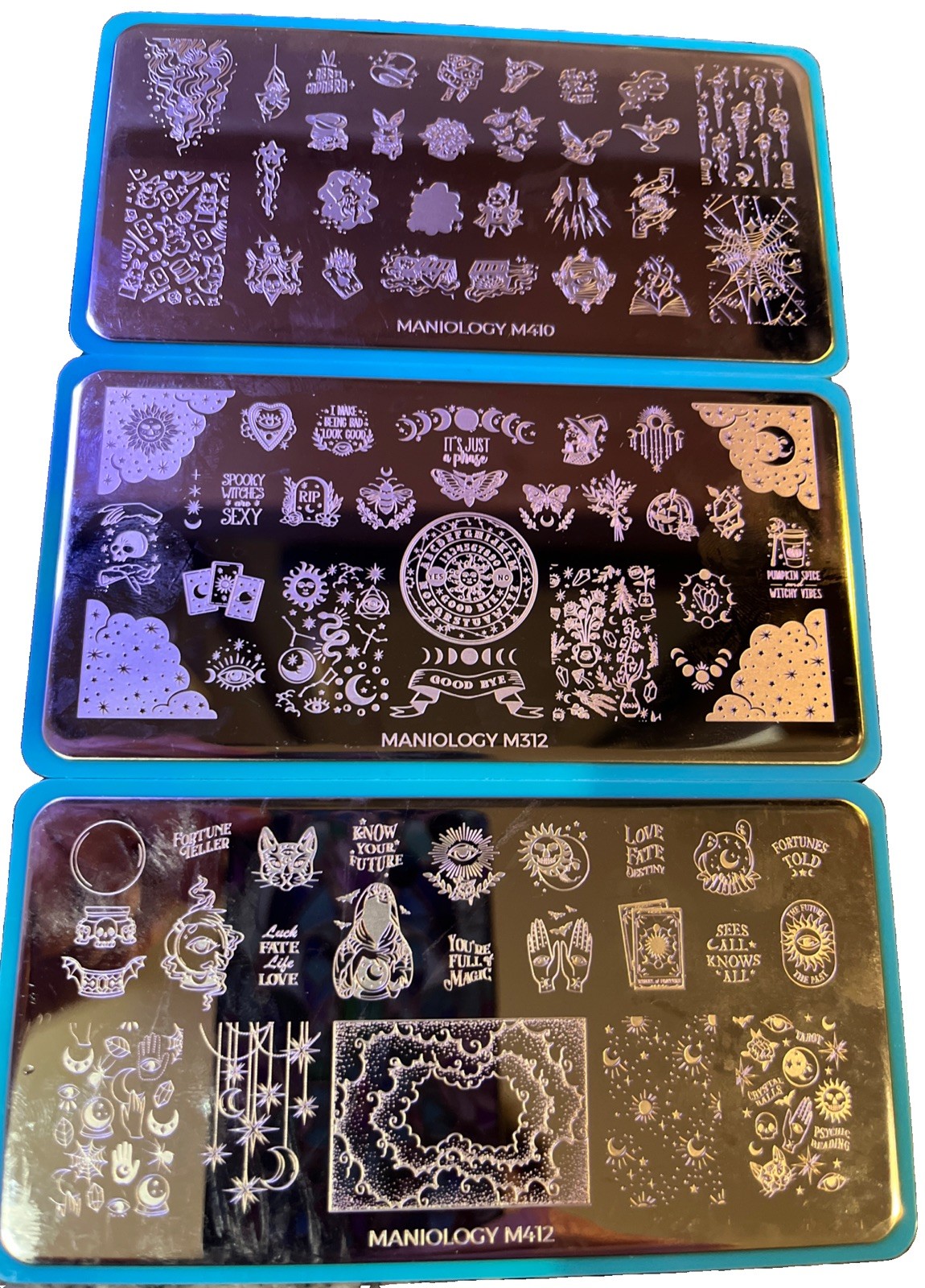 Maniology Nail Stamping Plates: M412, M312, M410